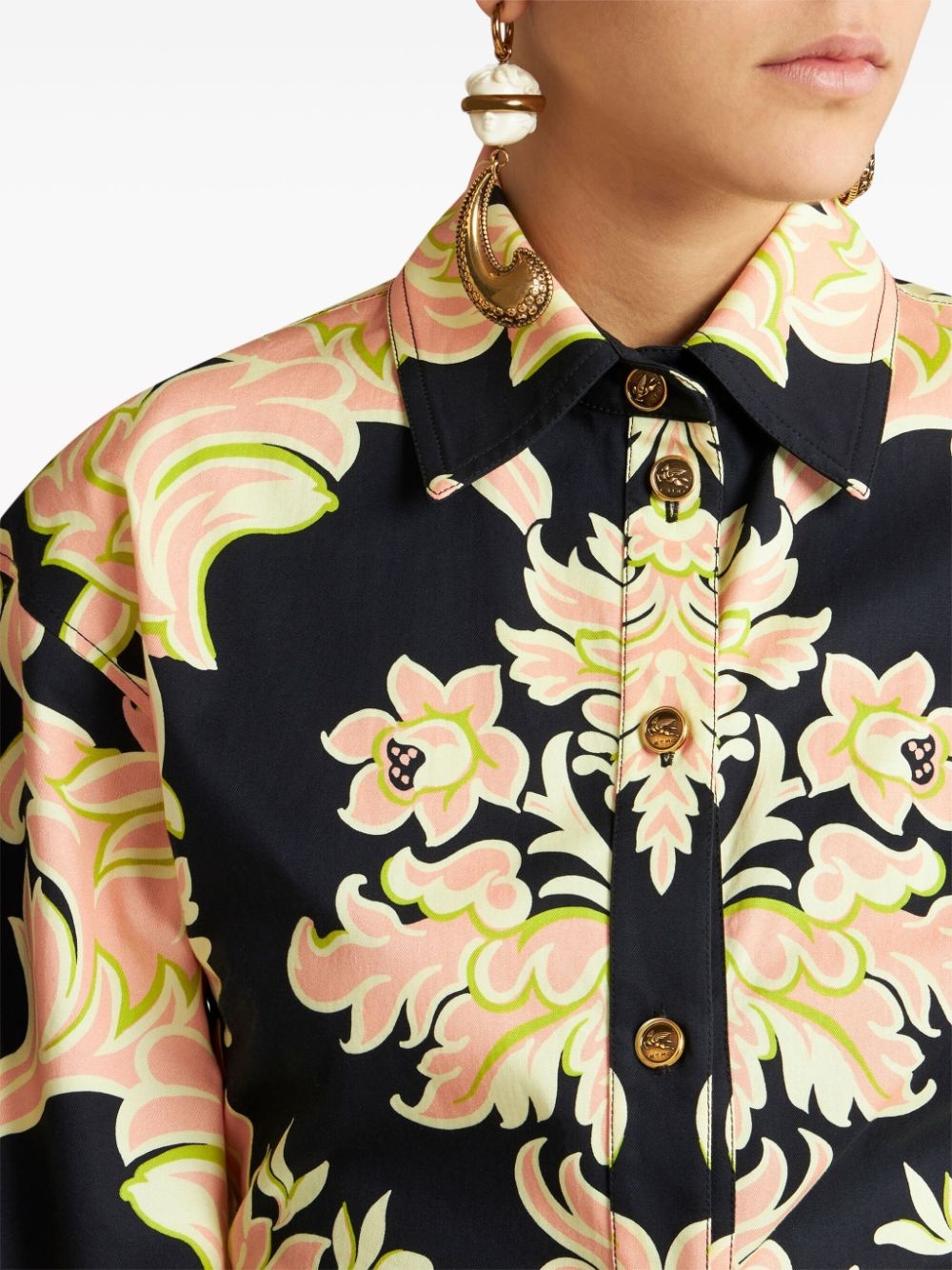 paisley-print ruched gown - 6