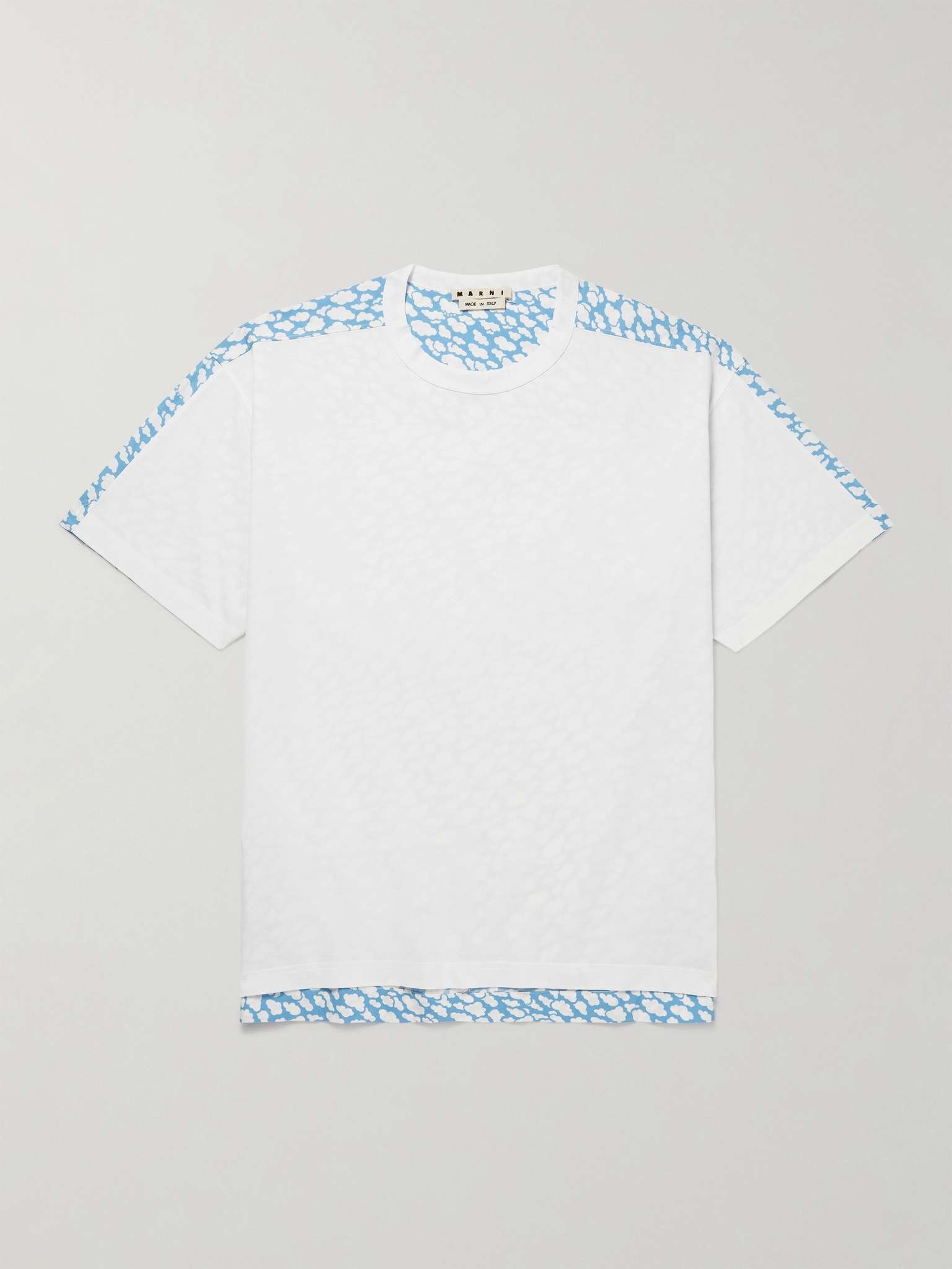 Printed Cotton-Poplin and Jersey T-Shirt - 1