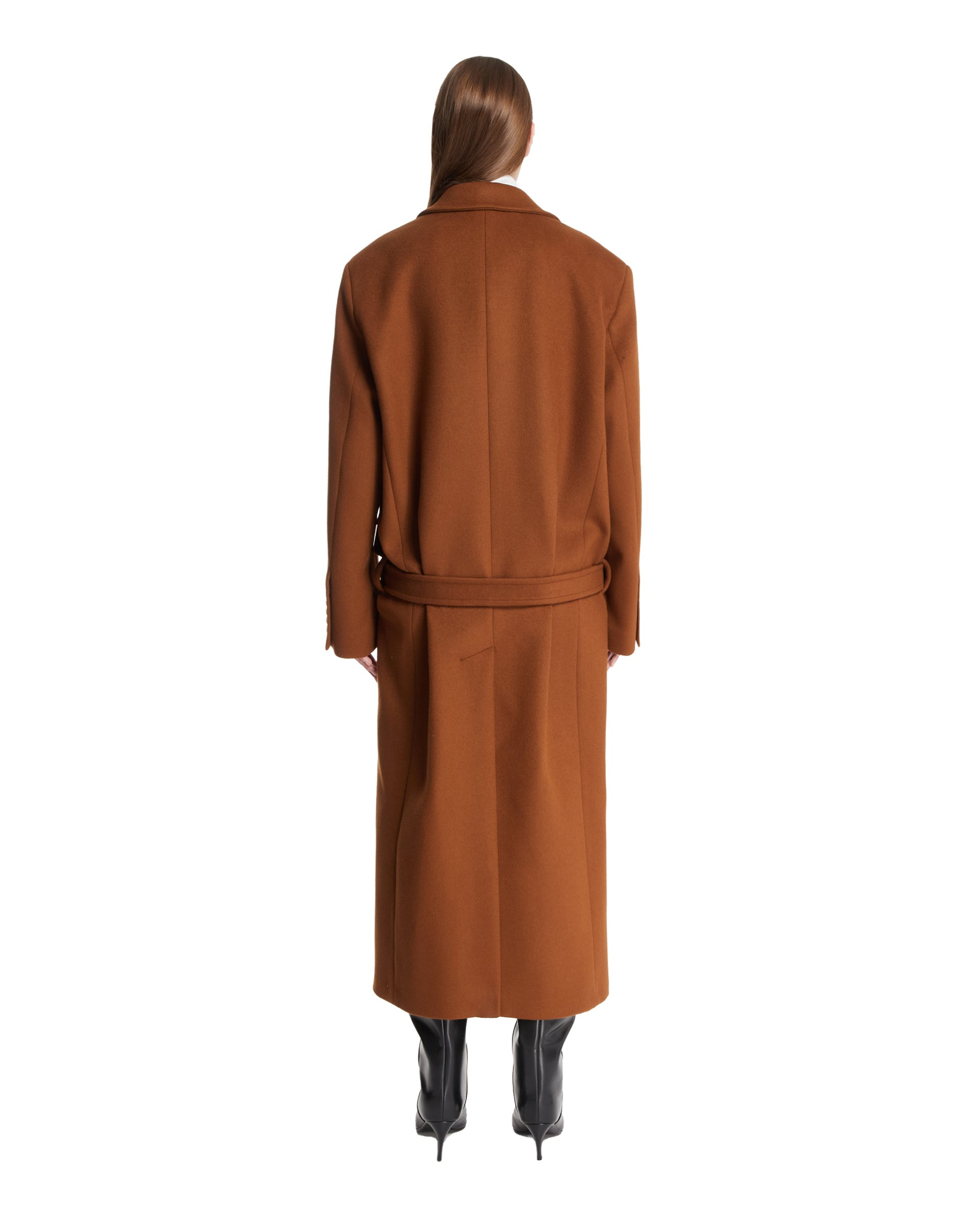Brown Long Wool Coat - 3