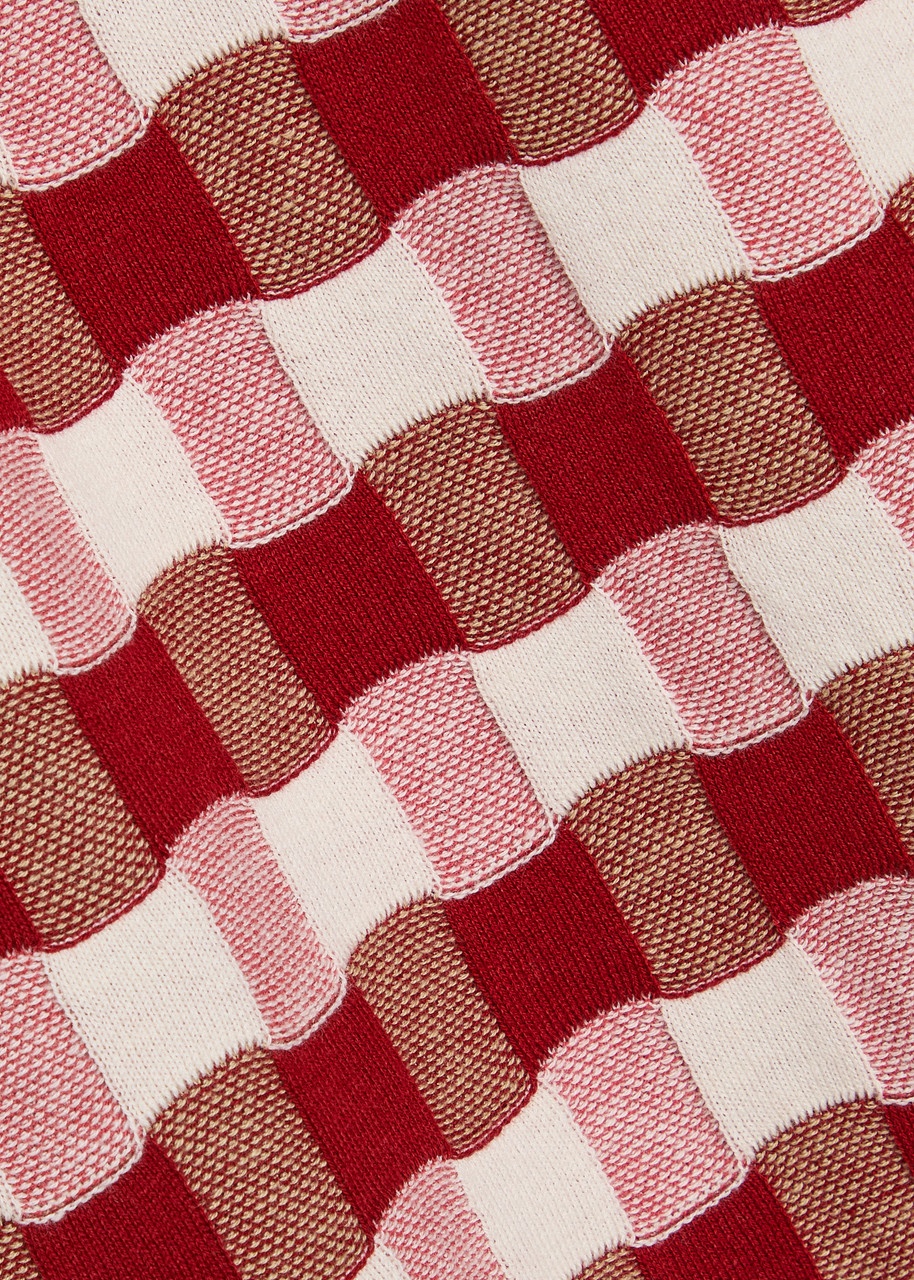 House OF Sunny Picnic Hockney Checked Cotton-knit Midi Dress - 5
