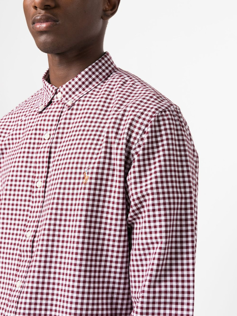 logo-embroidered check-print shirt 5