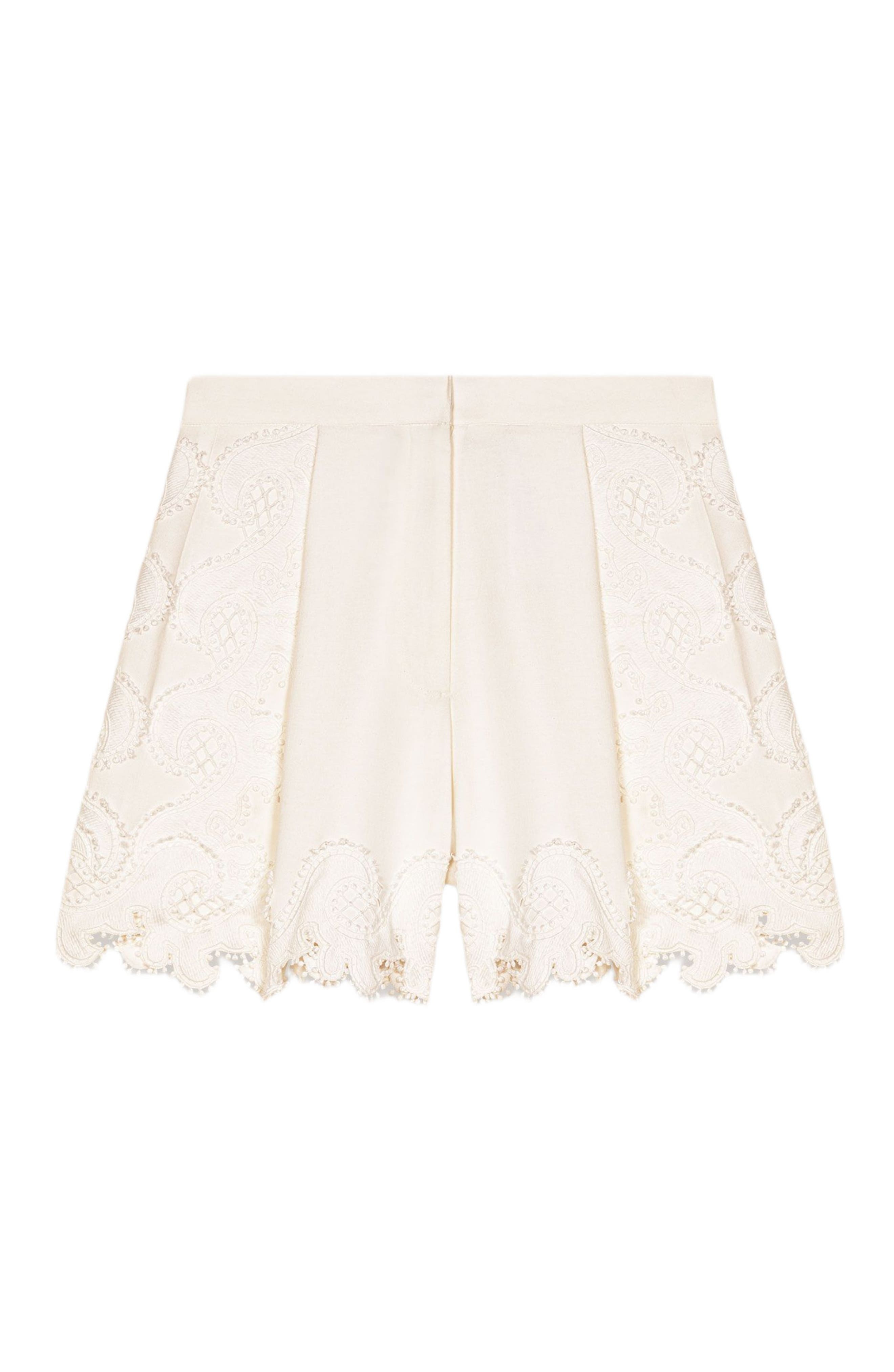 maje Embroidered shorts in Ecru at Nordstrom - 1