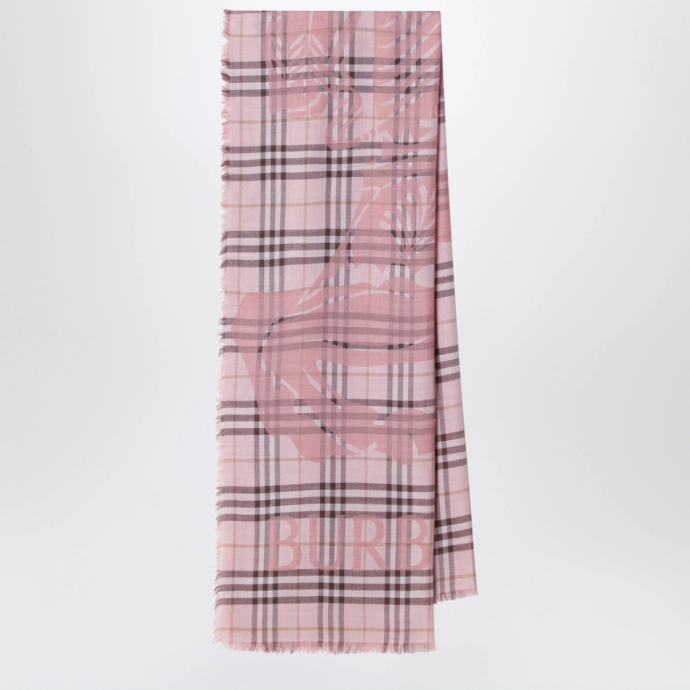 Large pink Check scarf with EKD - 1
