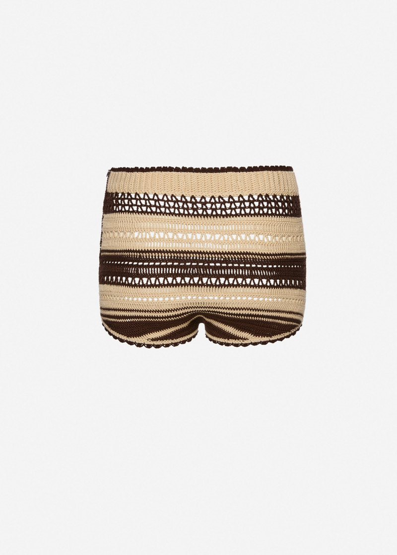 Crochet shorts in cream and brown 2