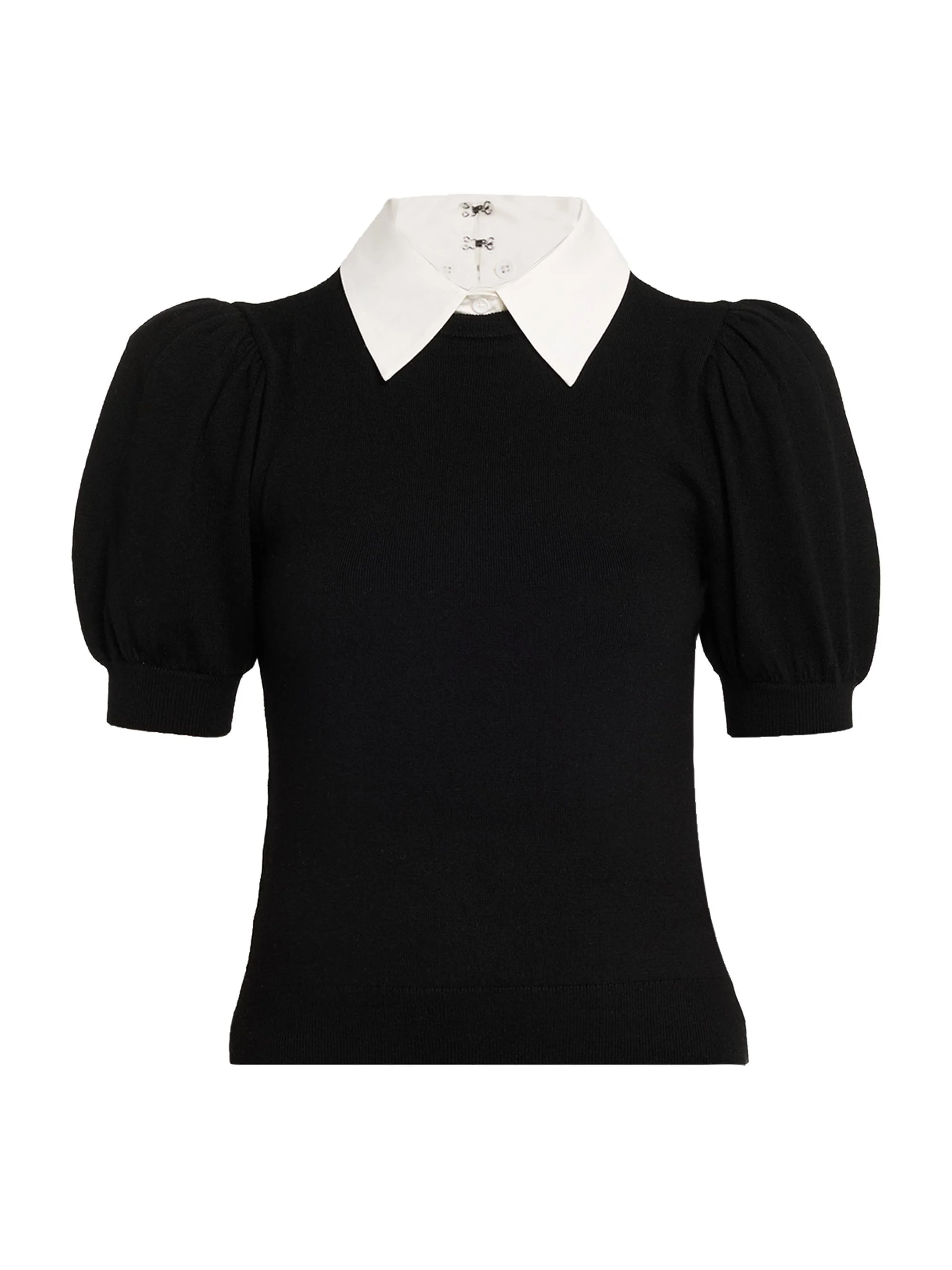 Women's Chase Puff-Sleeve Sweater - Black White - 1