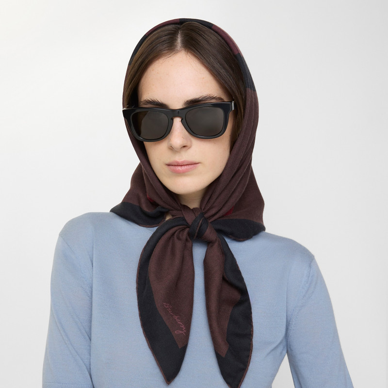 Check Cashmere Silk Scarf 4
