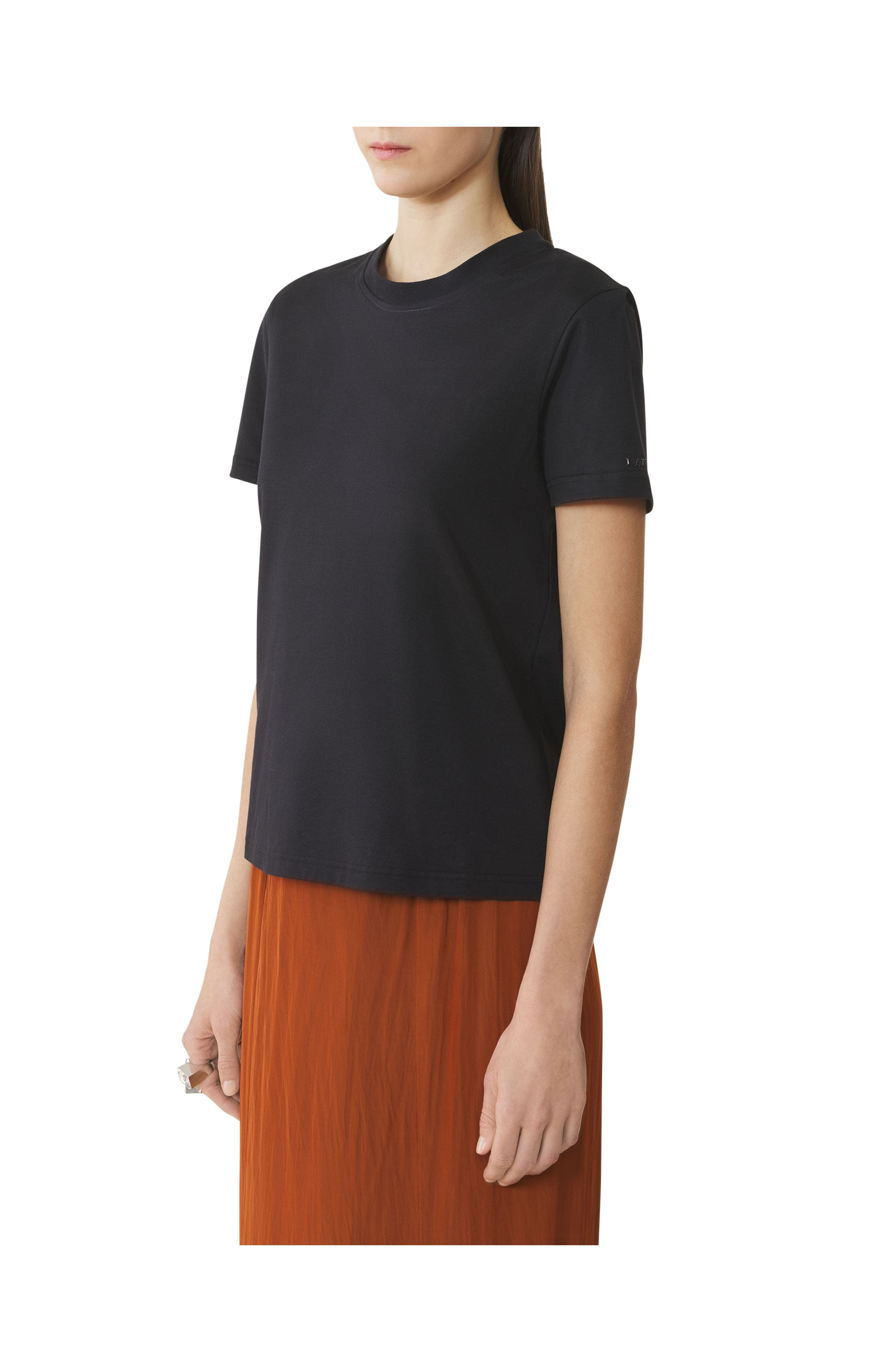 Lanvin Cotton T-Shirt With Ribbon Detail in Black at Nordstrom - 3