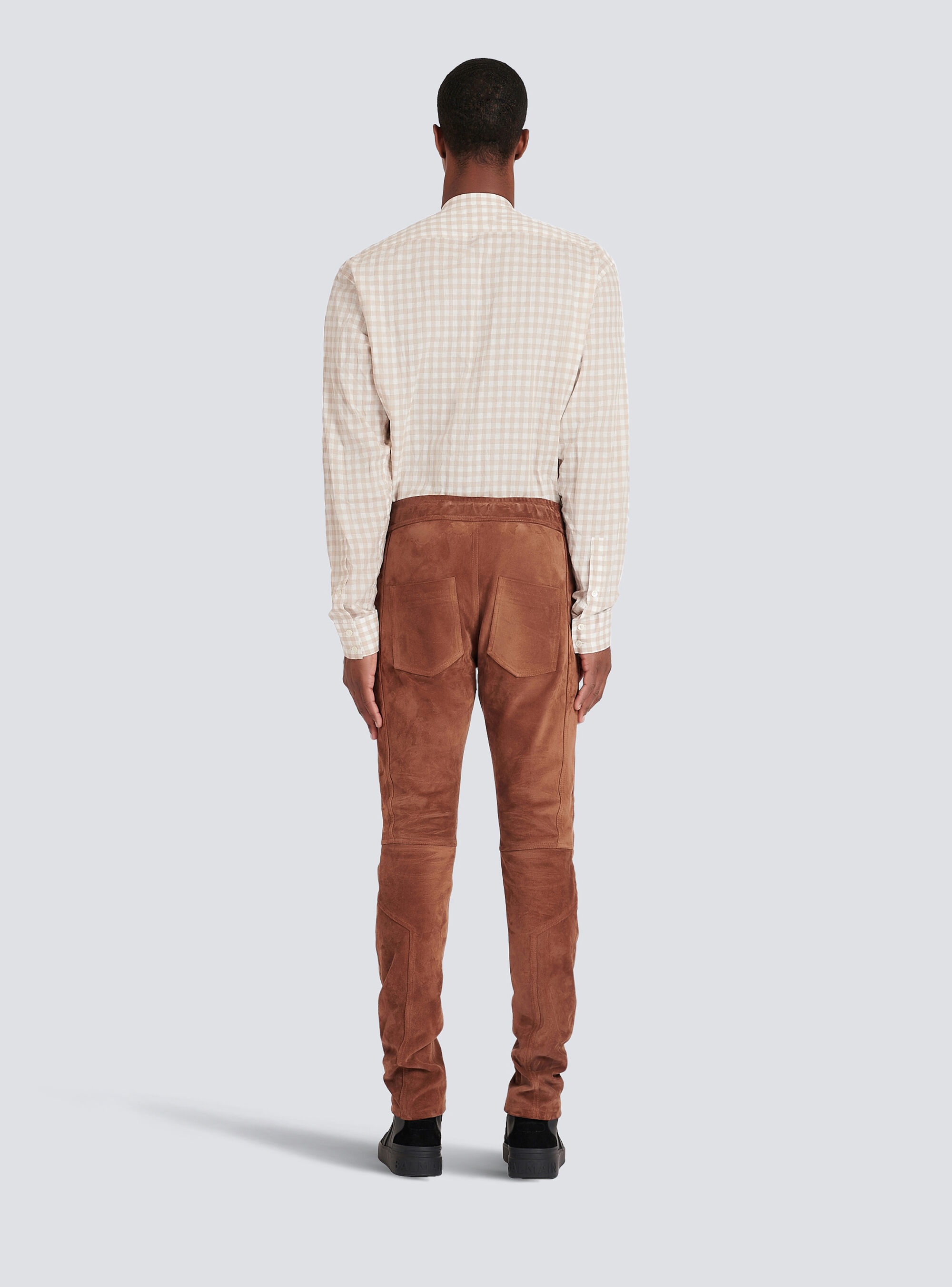 Balmain x Netflix -Slim cut suede pants - 4