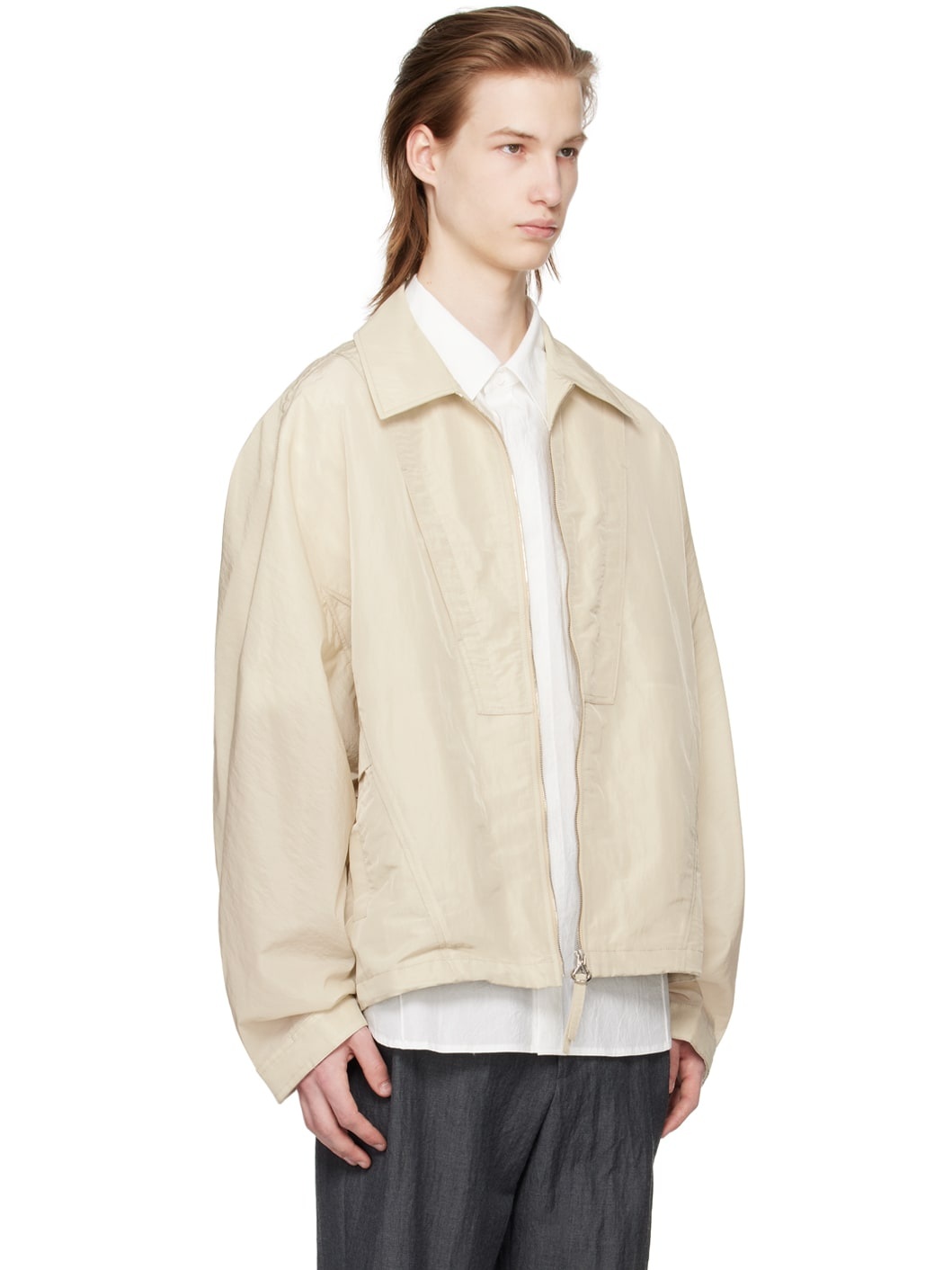 Beige Crinkled Jacket - 2