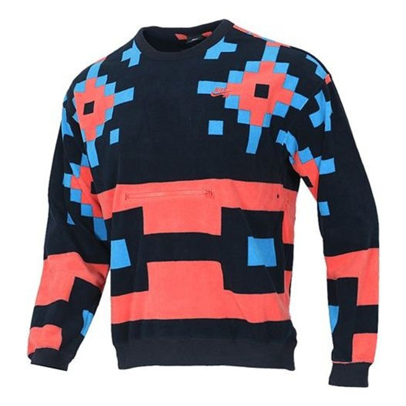 Nike SB Skateboard Icon Pattern Printed Sweater For Men Black/Red BV0878-475 - 1