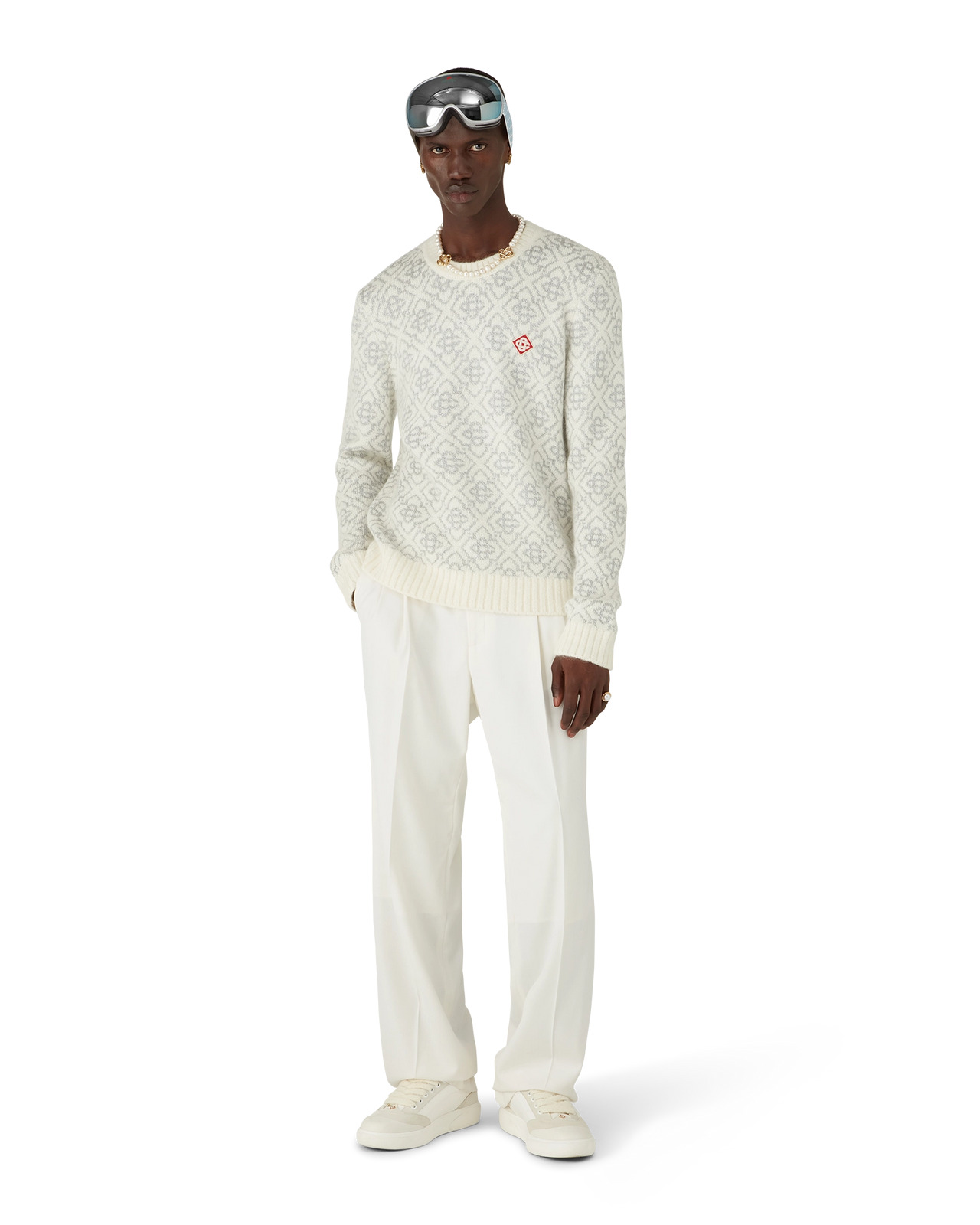 Silver Monogram Mohair Blend Crew Neck | Casablanca Paris - 2
