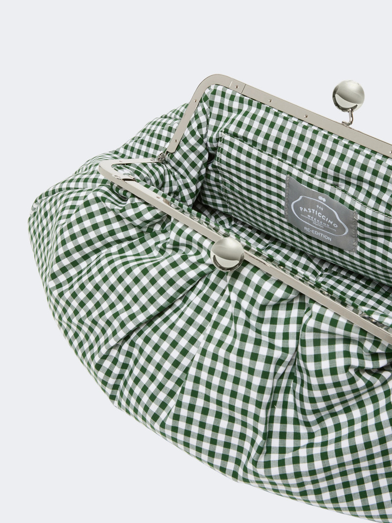BETA Large gingham cotton Pasticcino Bag - MOSS GREEN 5