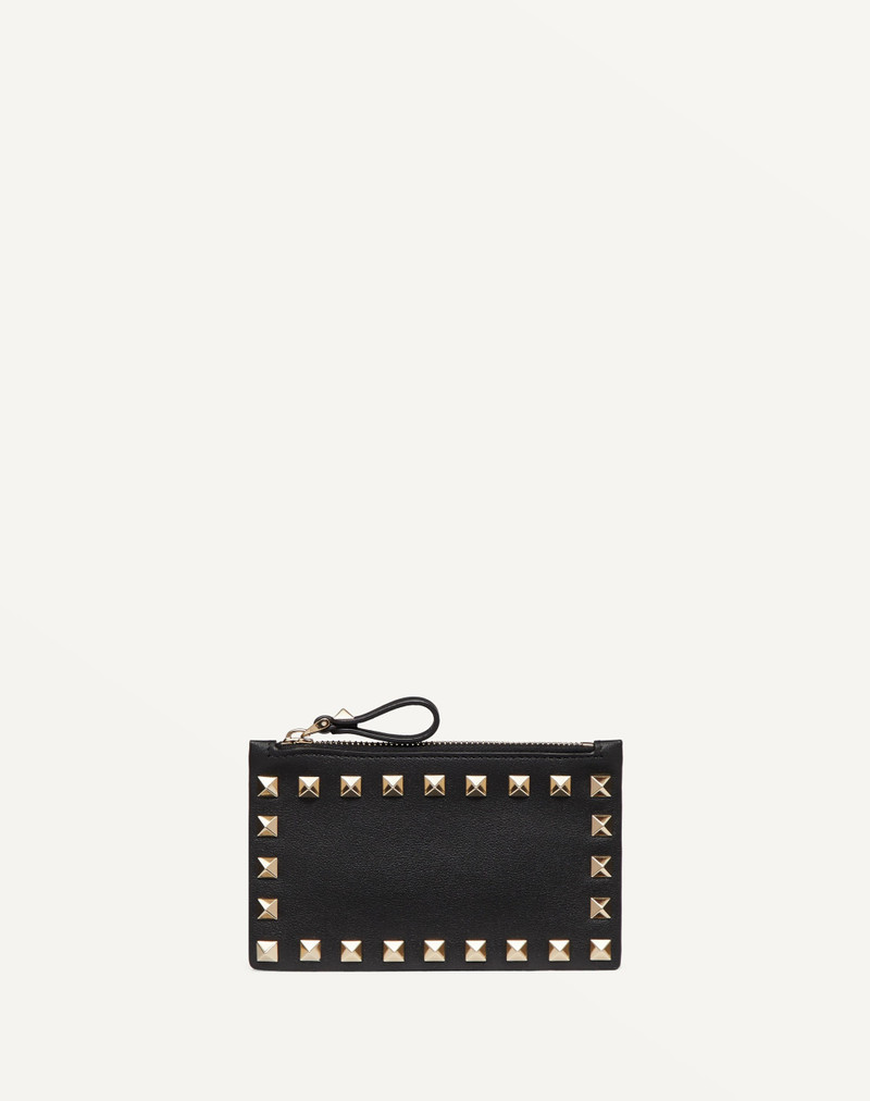 ROCKSTUD CALFSKIN CARDHOLDER WITH ZIPPER 1