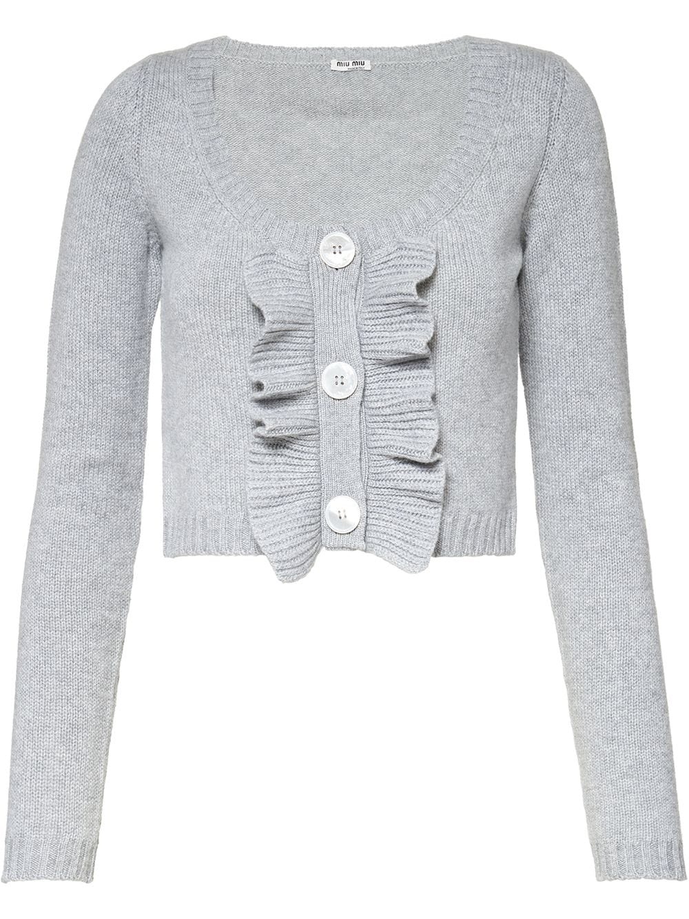 cropped ruffle knitted cardigan - 1