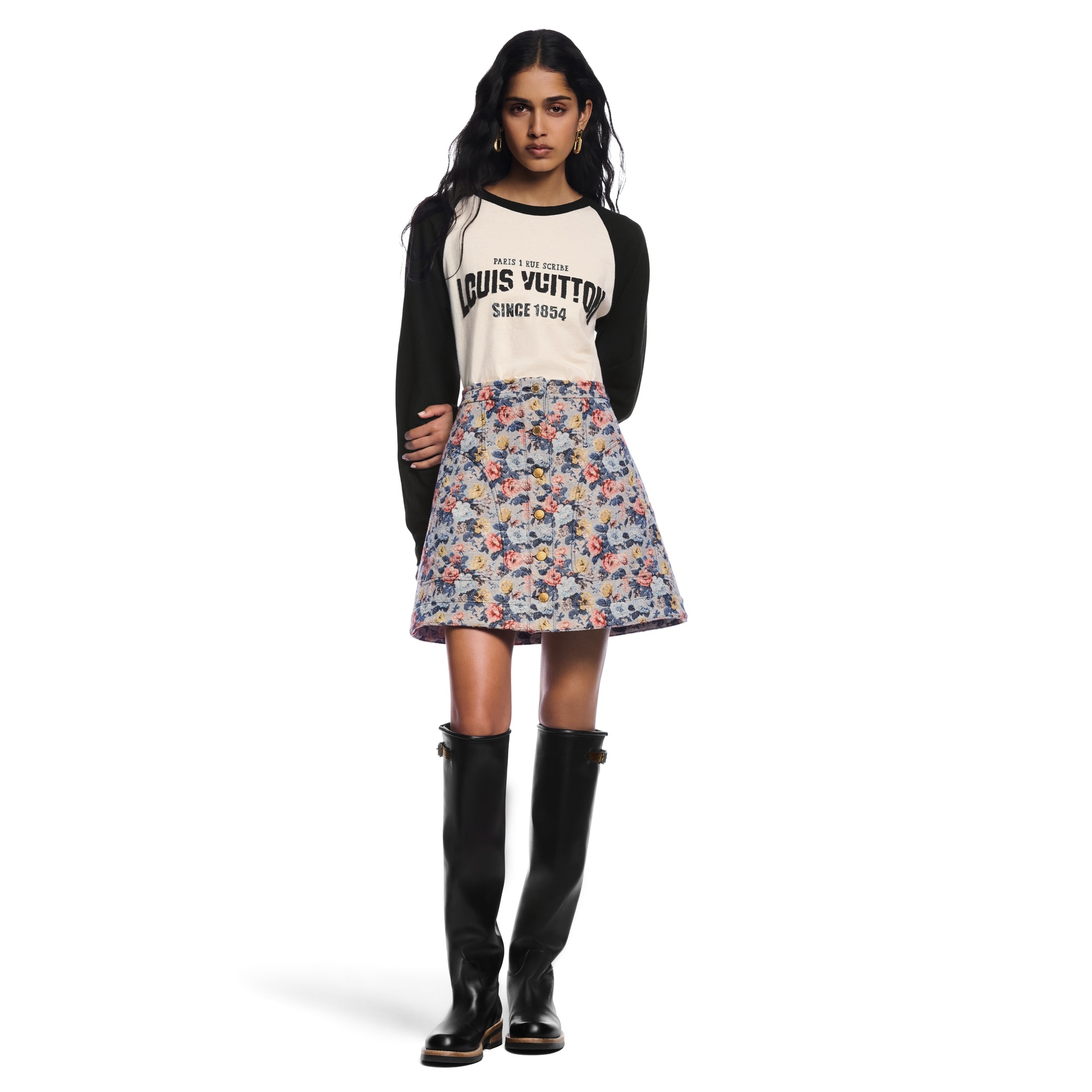 Floral Jacquard A-Line Skirt - 6