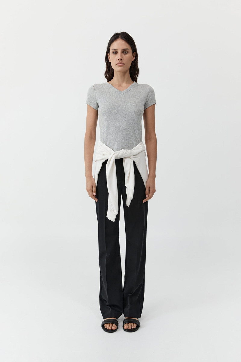 ST. AGNI Organic Cotton V Neck Tee - Grey Marle outlook