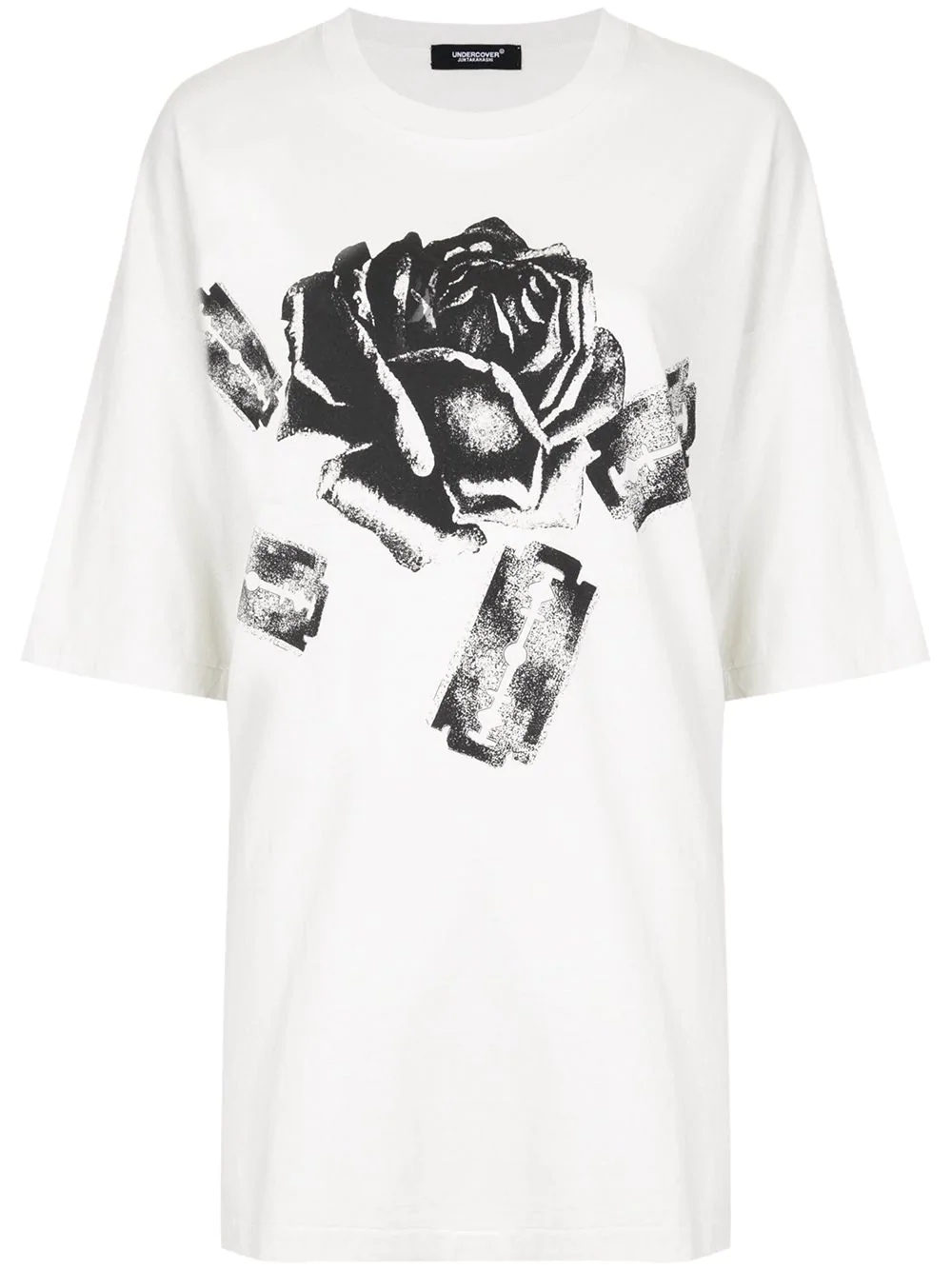 oversized rose and razor-print T-shirt - 1