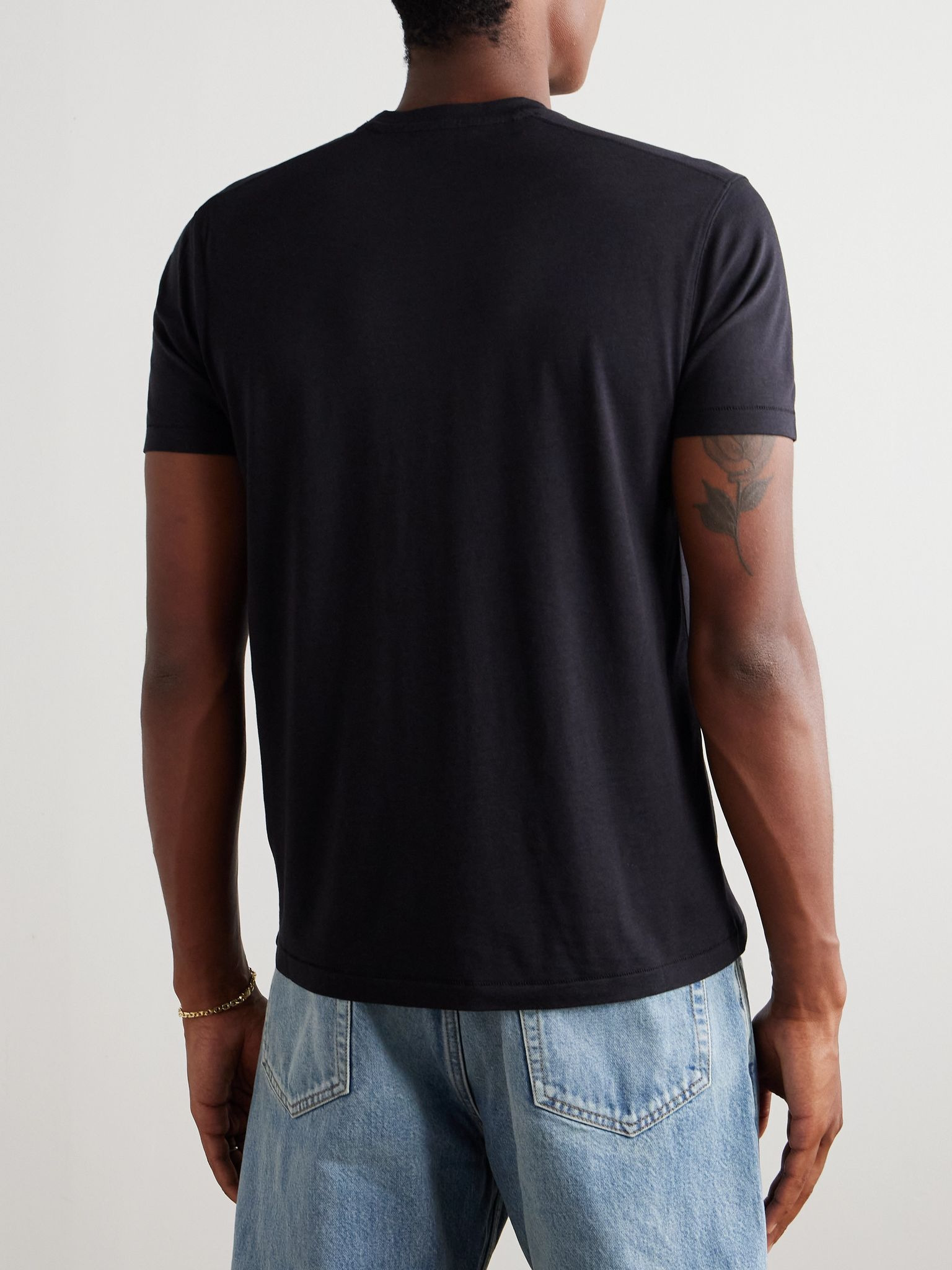 Lyocell and Cotton-Blend Jersey T-Shirt Black - 4