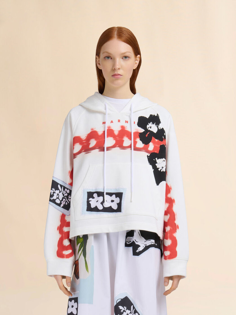 Marni CREAM COTTON HOODIE outlook
