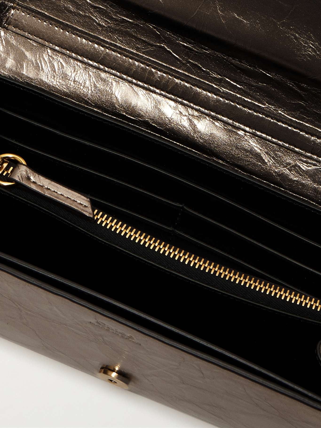 Iconic embellished metallic textured-leather shoulder bag Metallic - 5