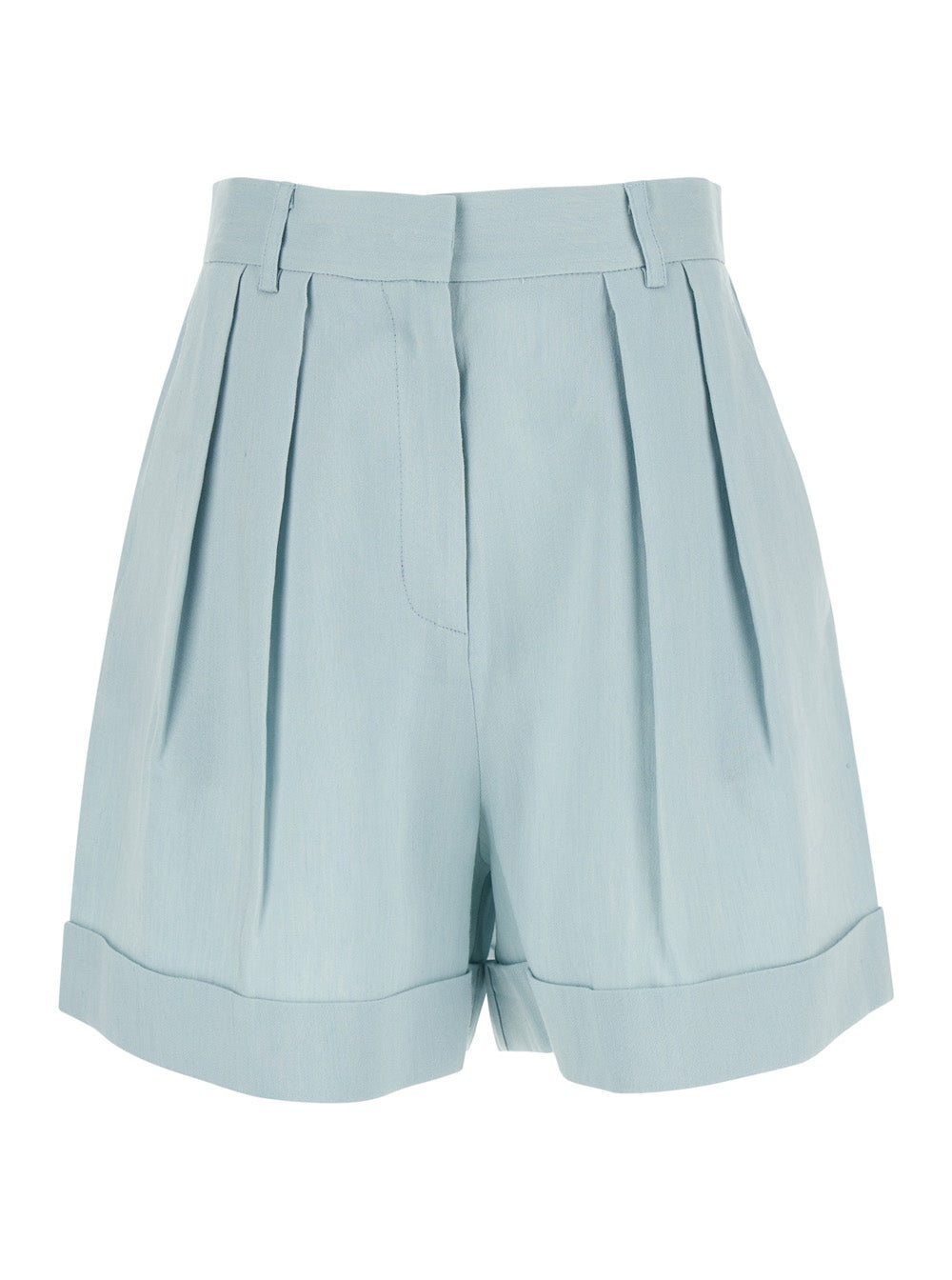 THE ANDAMANE - The Andamane Women Light Blue Shorts With Pinces In Linen Blend Woman - 1