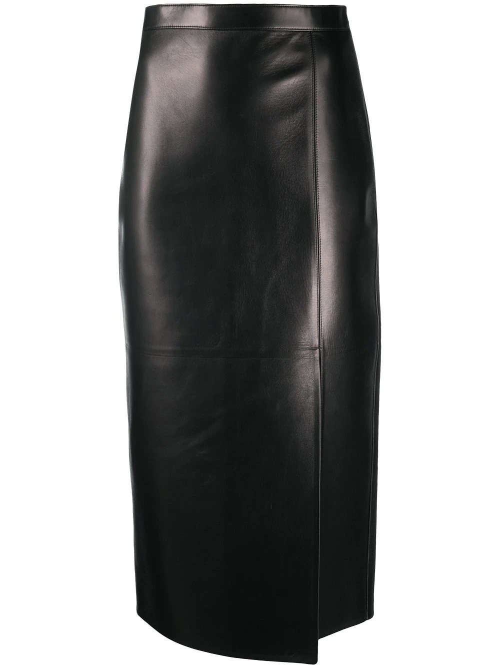 slit-detail leather skirt - 1