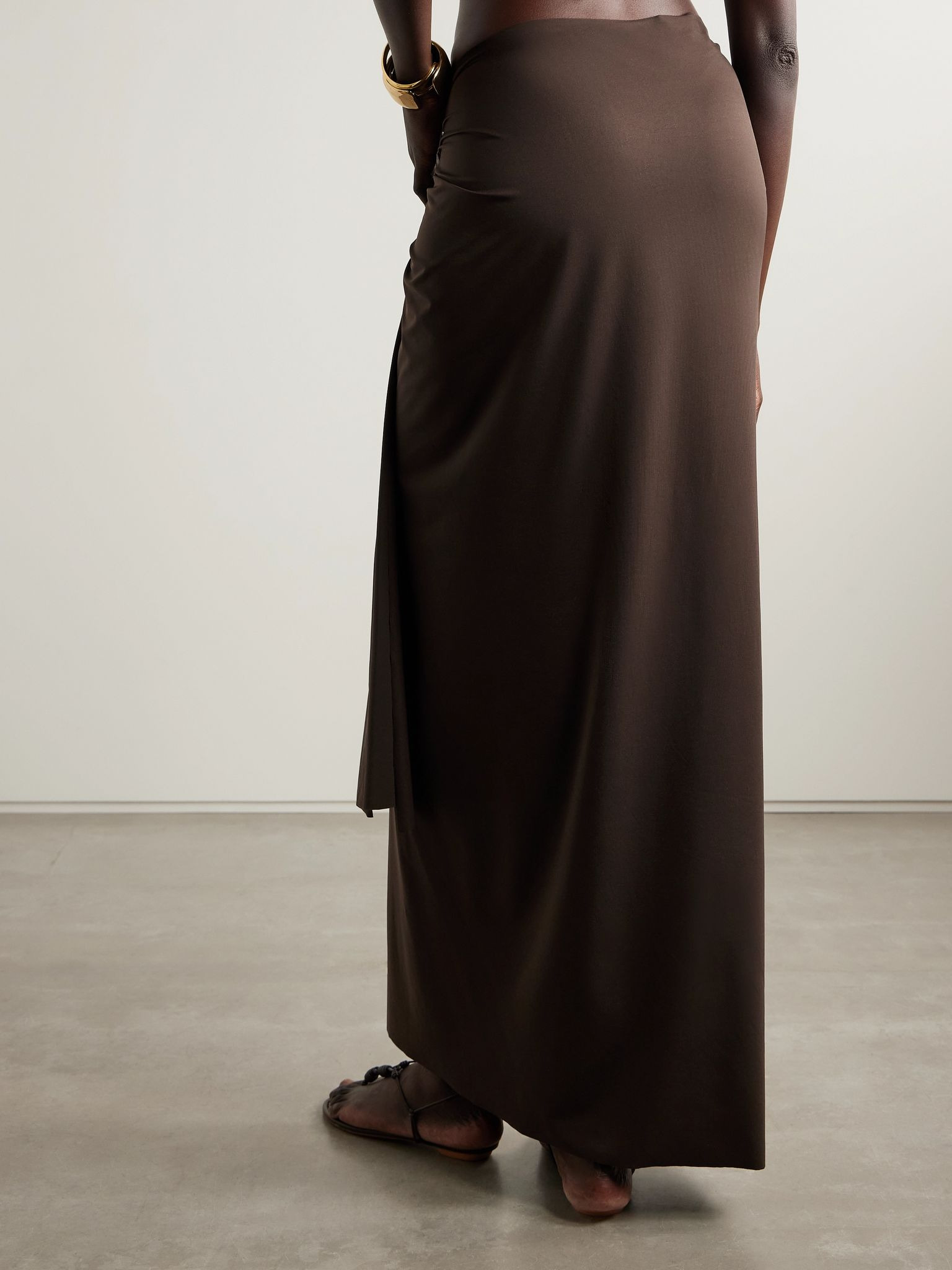 Capella appliquéd stretch-jersey pareo Chocolate - 3