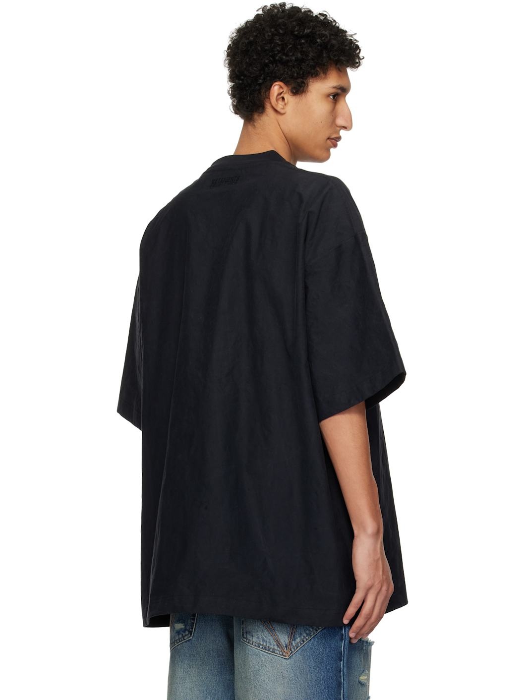 Black Metalized Wrinkled 'Not Mom's Favorite' T-shirt - 3