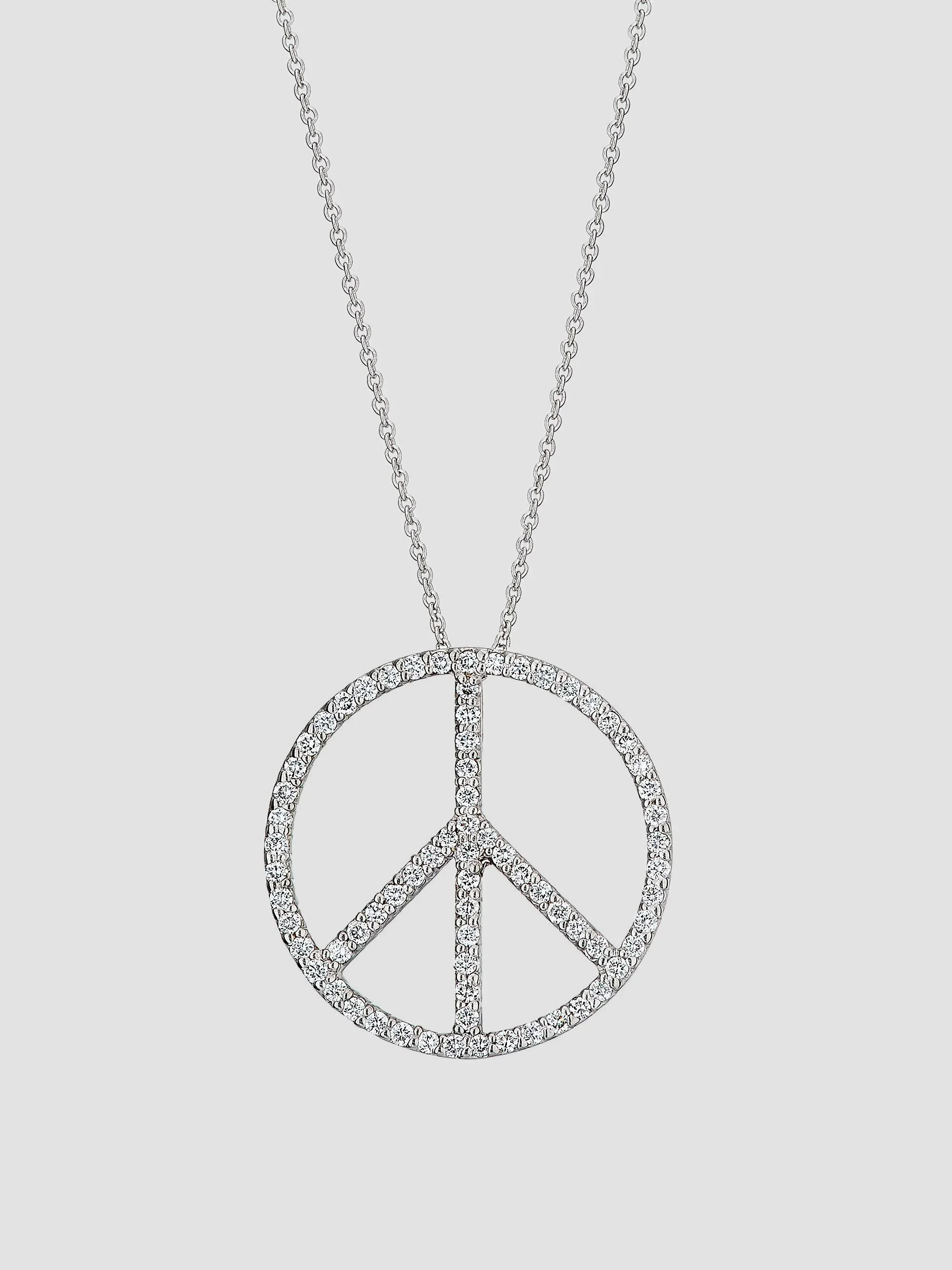 Women's Tiny Treasures 18K White Gold & 0.18 TCW Diamond Peace Sign Pendant Necklace - White Gold - 1