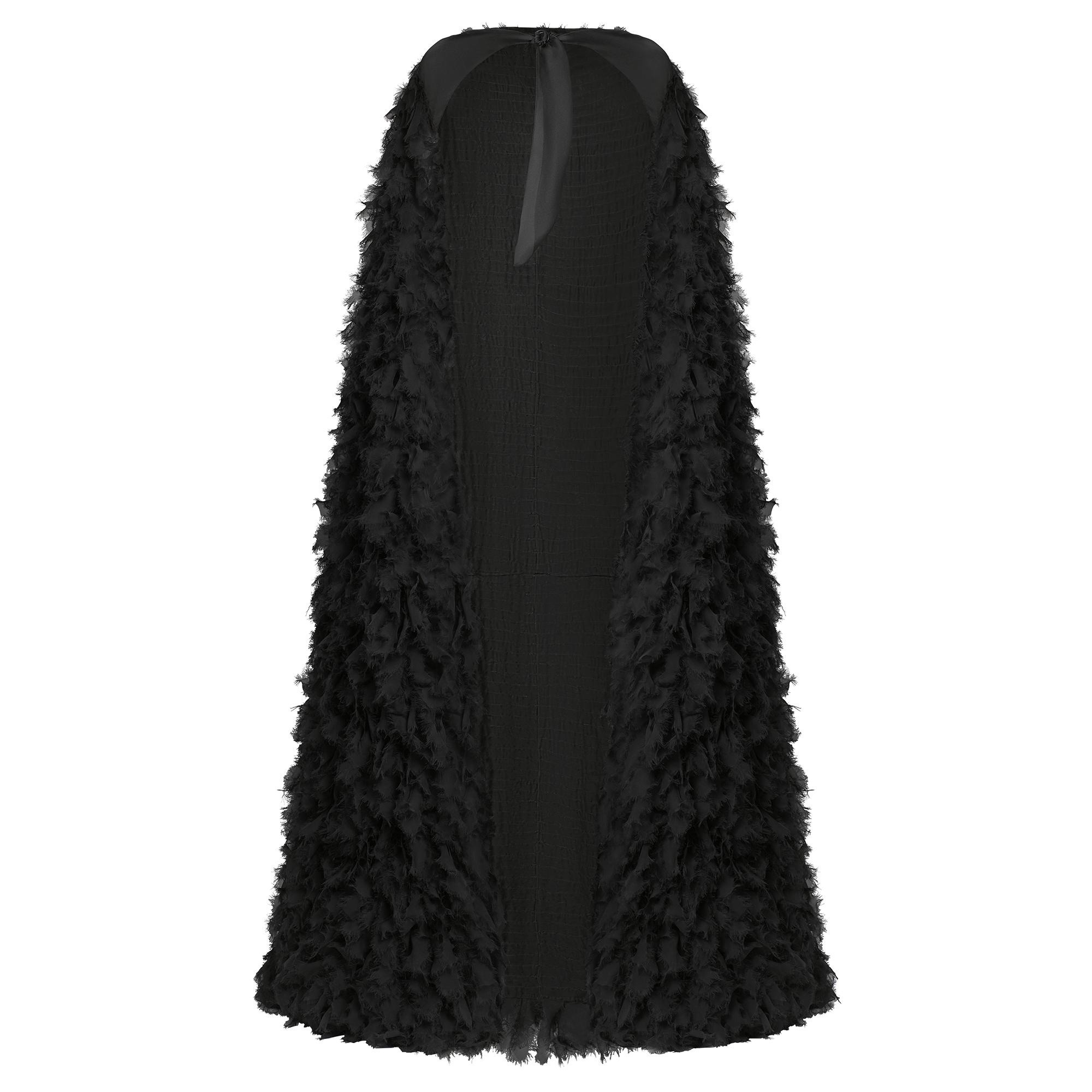 Feather-Effect Floor-Length Cape - 1