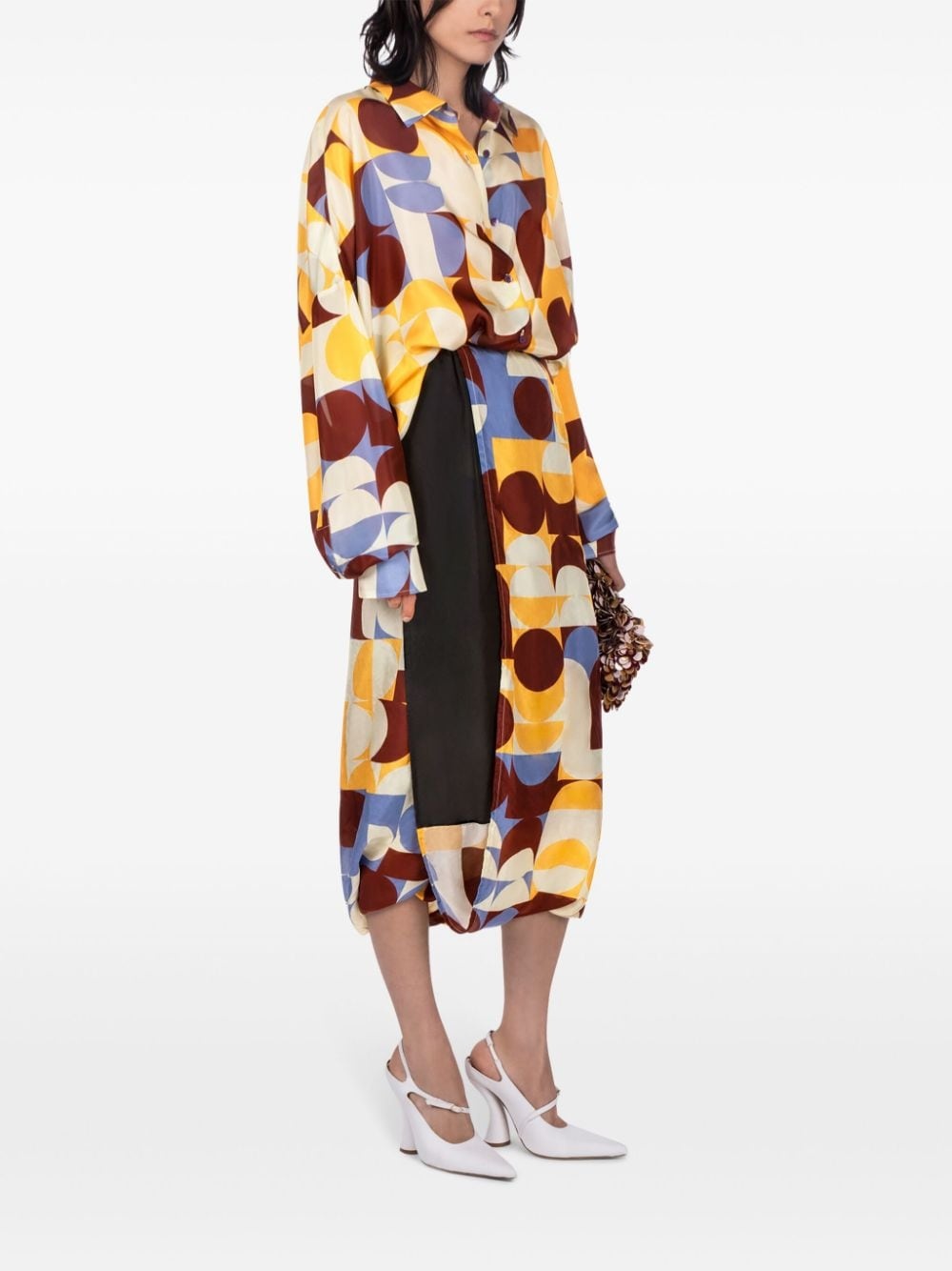 geometric-print silk shirt - 2
