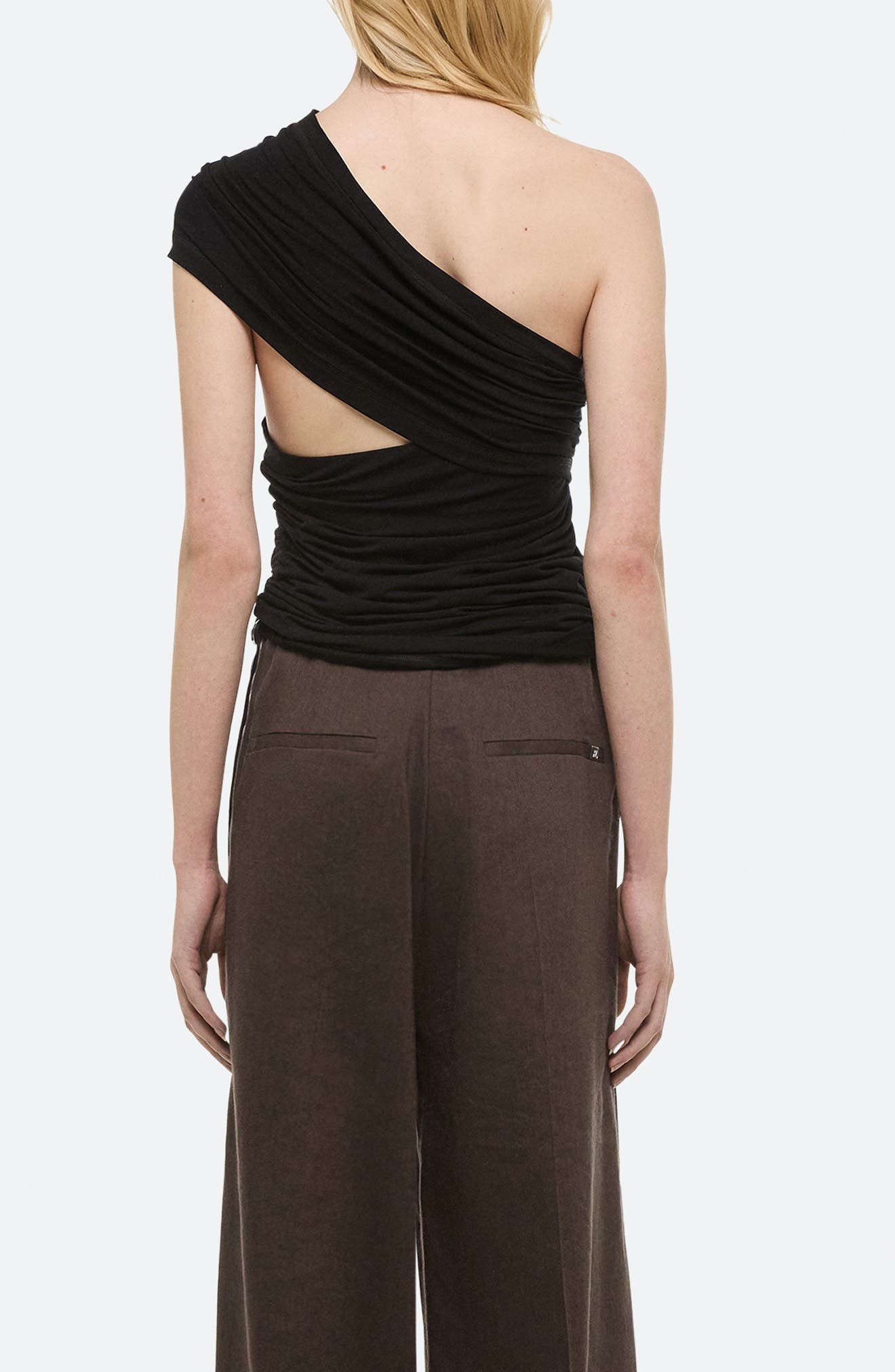 Helmut Lang Wind Convertible Asymmetric Cutout Jersey Top in Black at Nordstrom - 3