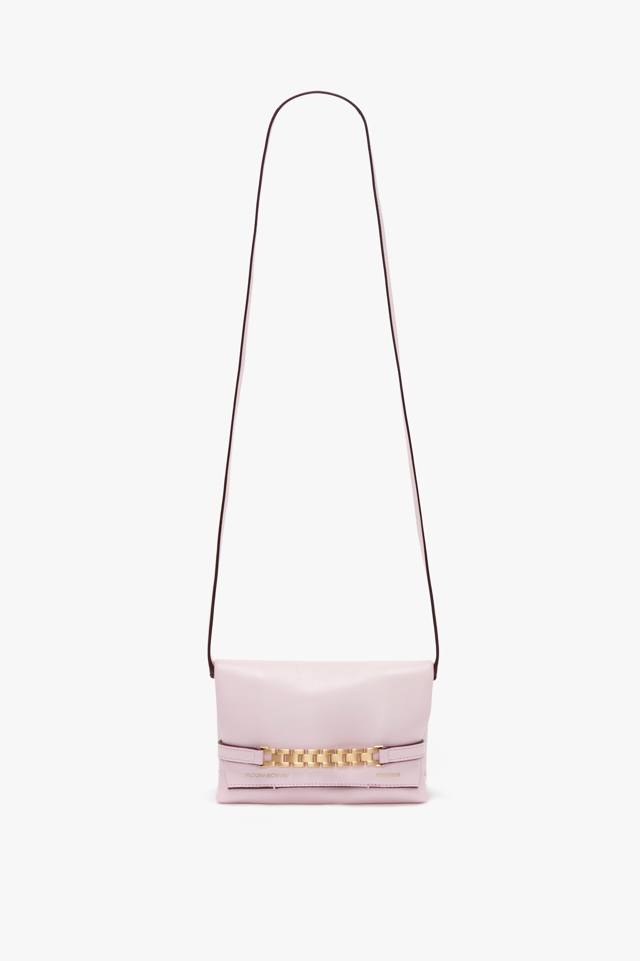 Mini Chain Pouch With Long Strap In Orchid Leather - 1