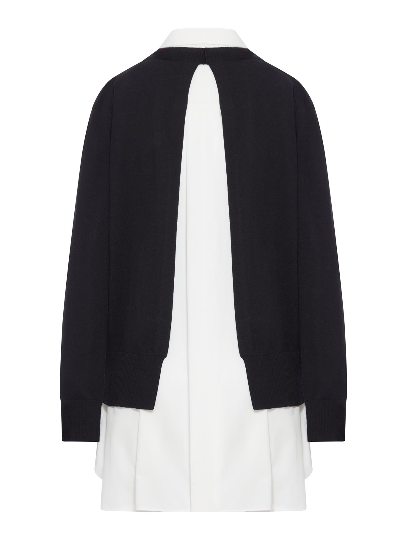 LAYERED POPLIN AND COTTON KNIT DRESS - 2