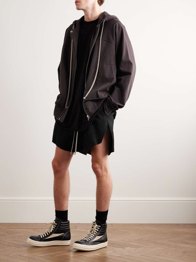 Rick Owens Wide-Leg Cotton-Blend Shell-Trimmed Wool-Felt Drawstring Shorts outlook