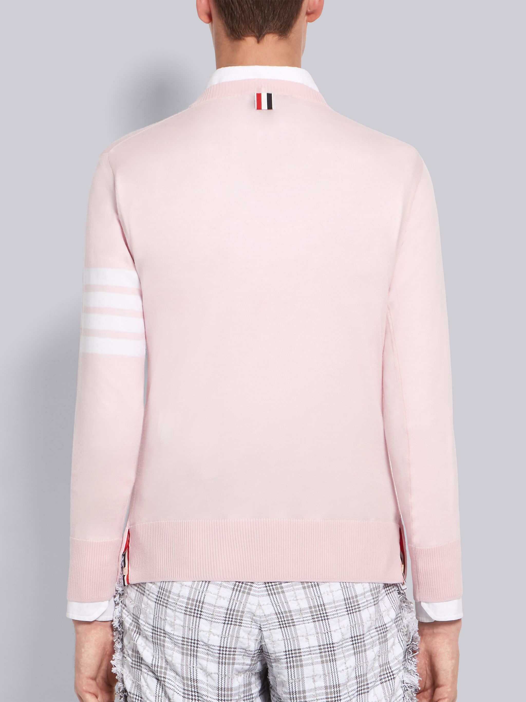 Pink Fully Fashioned Merino Knit Crew Neck Pullover - 3