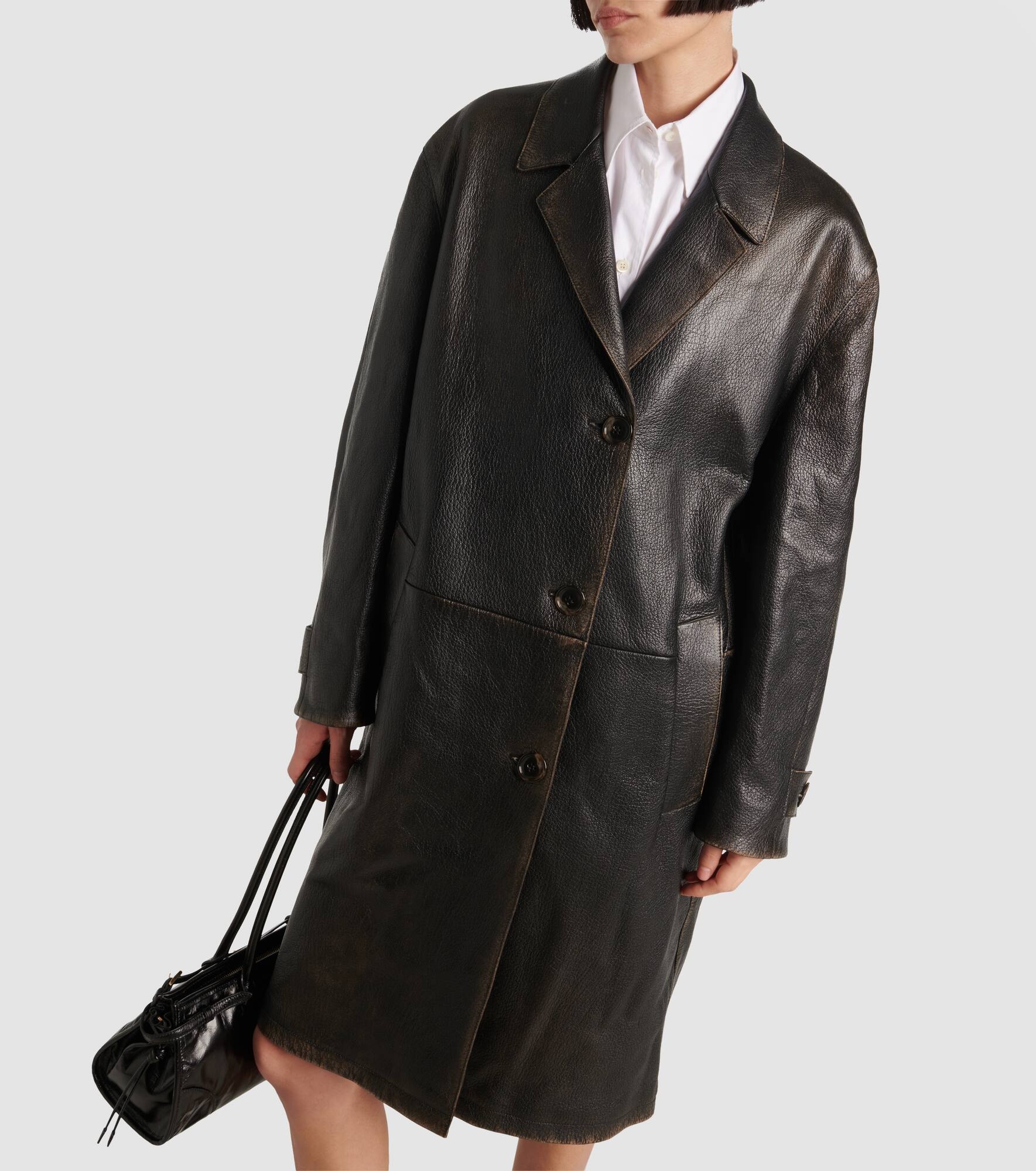 Leather wrap coat - 8