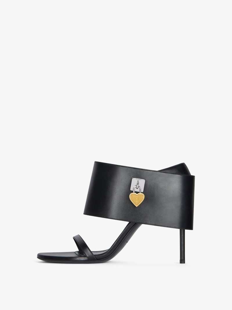 Givenchy SHARK LOCK HEART HEELED SANDALS IN LEATHER outlook