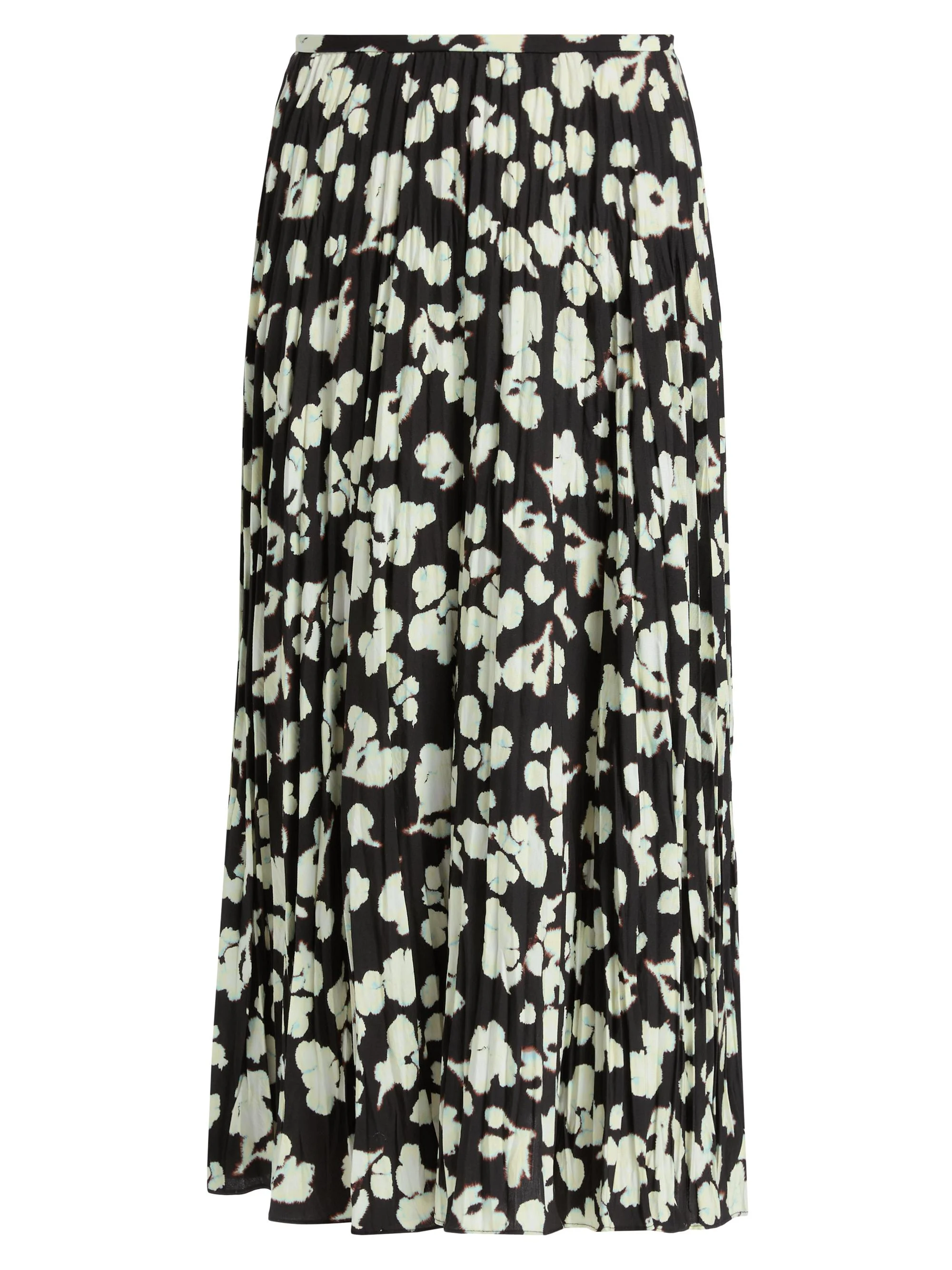 Women's Runa Twill A-Line Midi-Skirt - Black Floral - 1