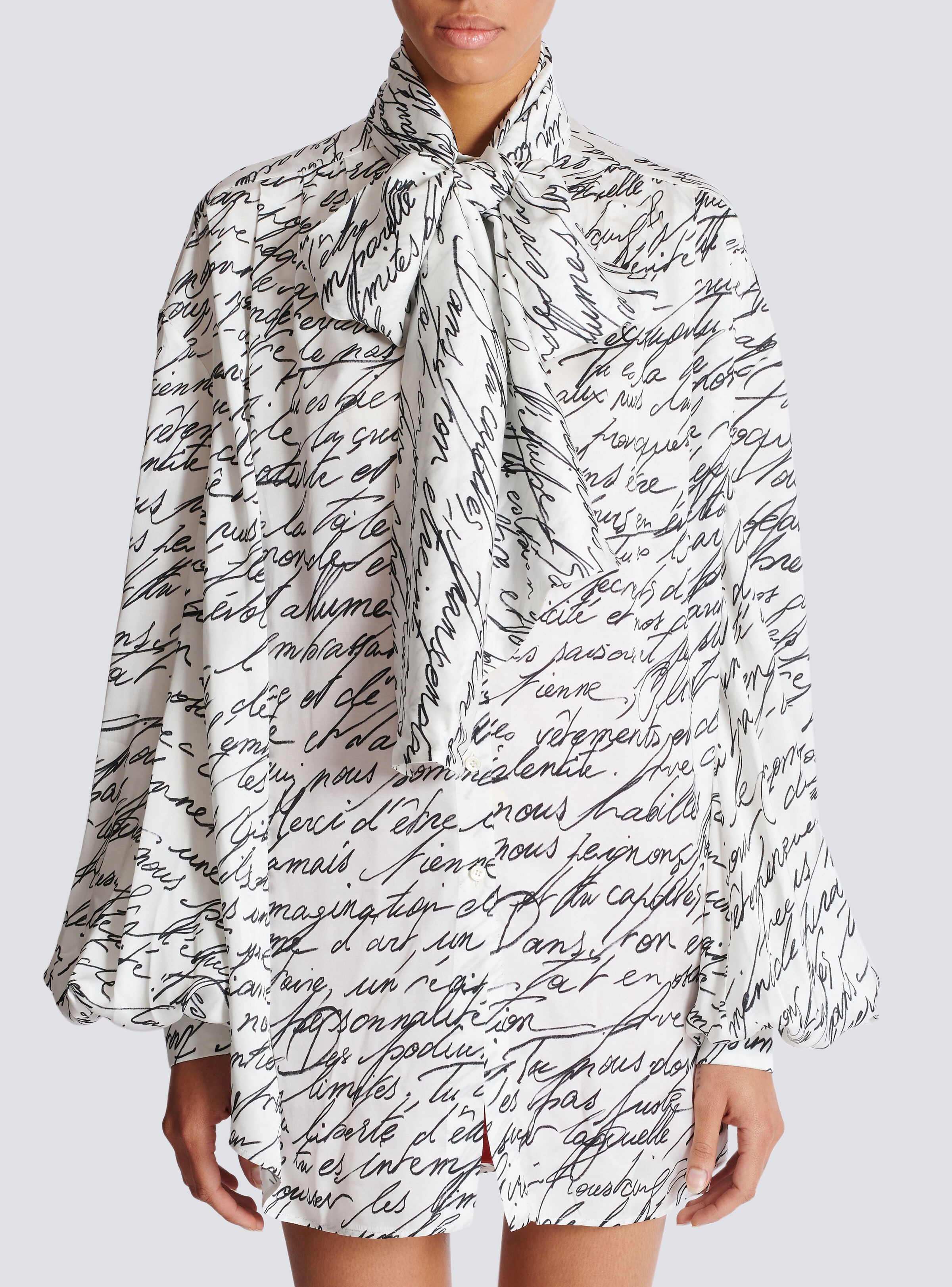 Pussy-bow shirt with "Love Letter" print - 5