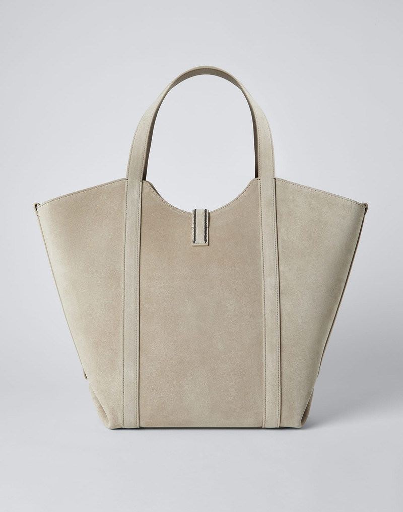 Brunello Cucinelli Suede shopper bag with monili outlook