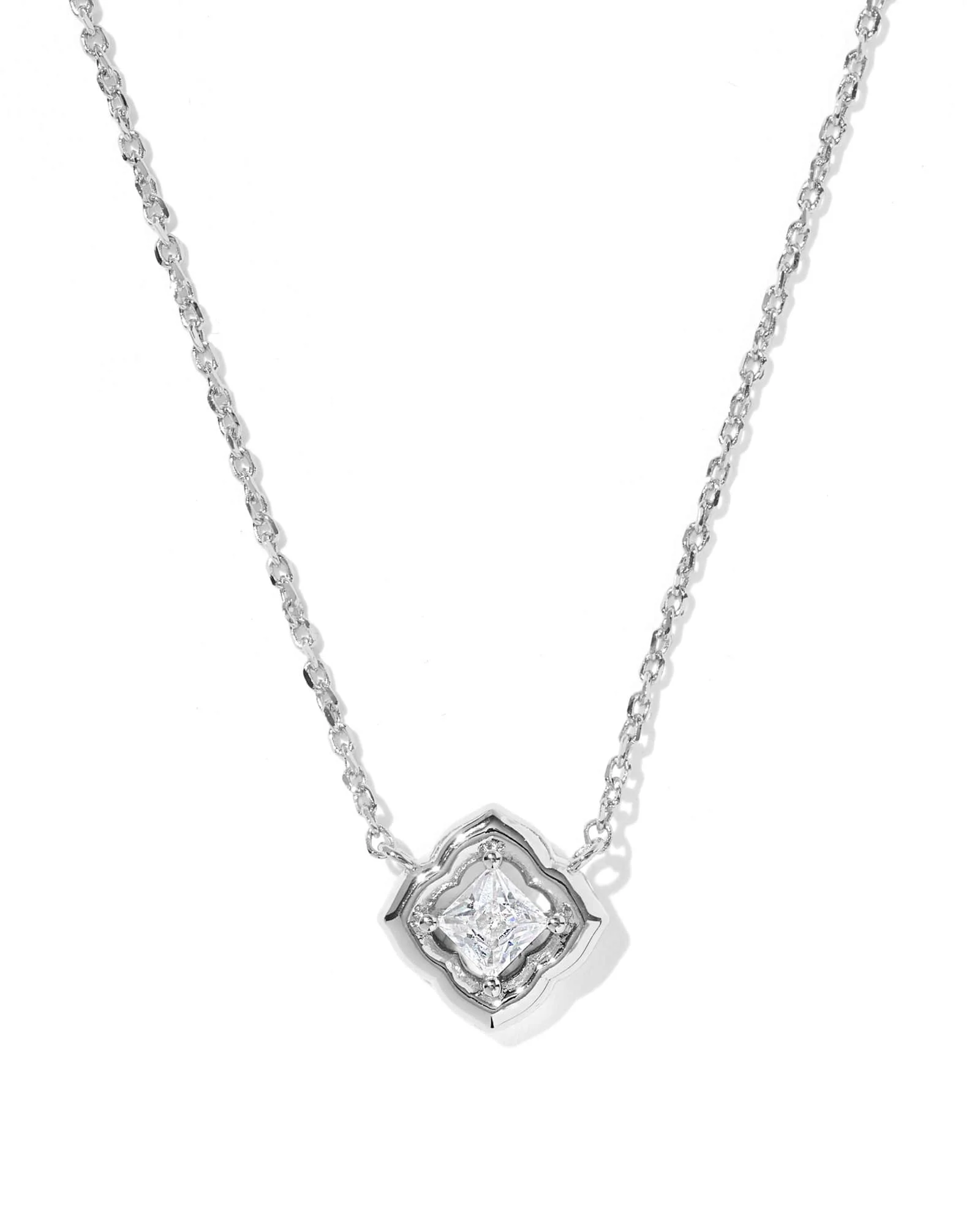Mallory Crystal Silver Short Pendant Necklace - 1