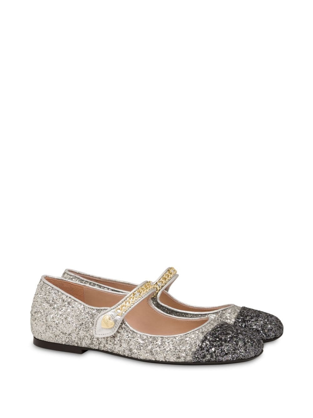 glitter-detail two-tone ballerinas - 2