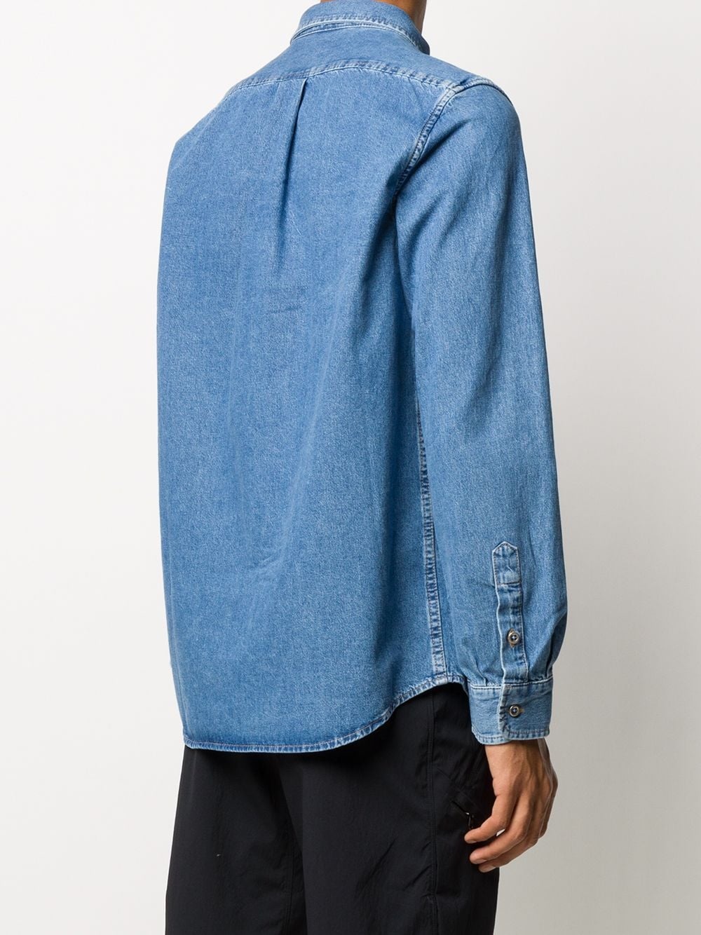 logo-embroidered denim shirt - 4