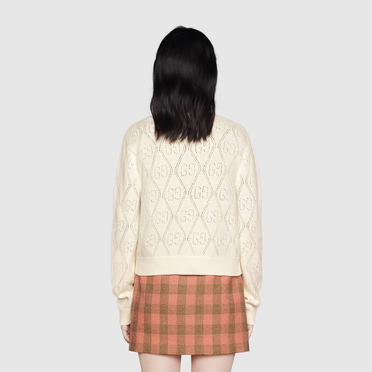 GG perforated wool crop sweater - 4