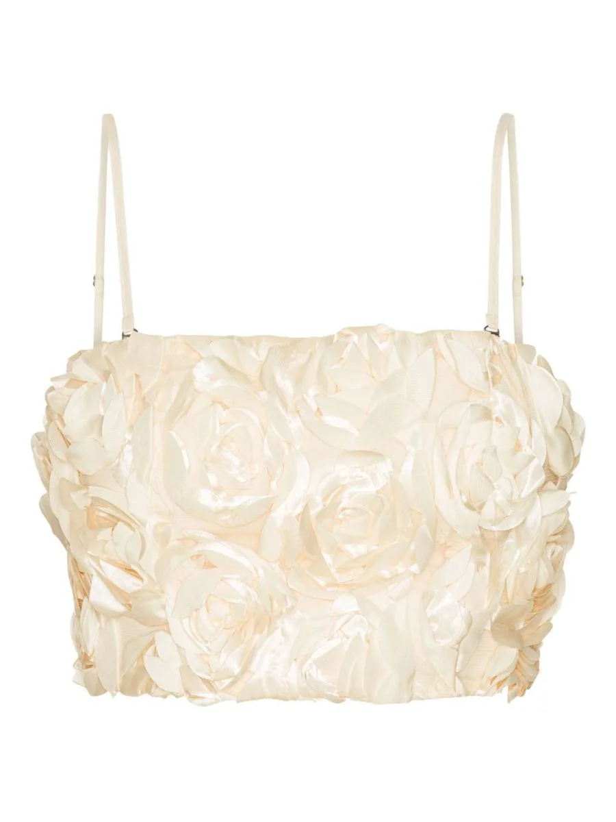 Rotate Birger Christensen Spaghetti Strap Top With Rose Appliques - 1