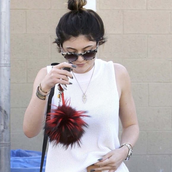 Fendi Red Fur Bag Bugs Leather Key Chain / Bag Charm - 10