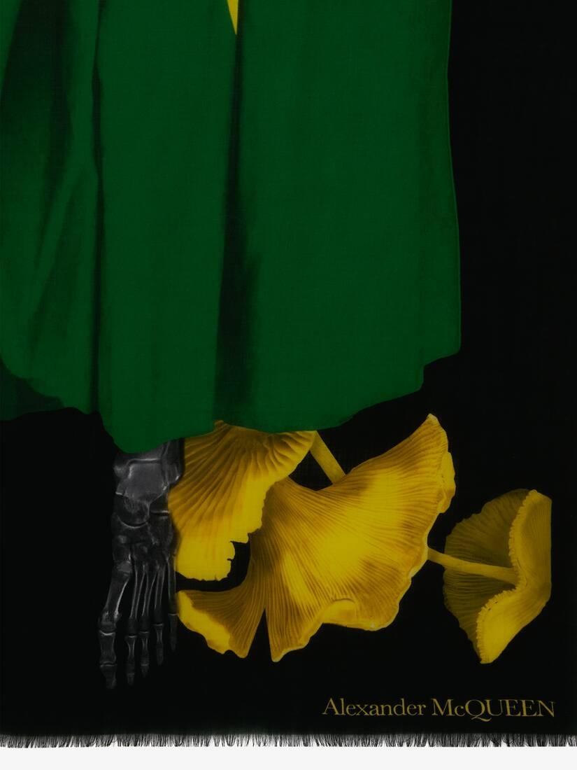 Women's Skeleton Mushroom Shawl in Black/green - 3