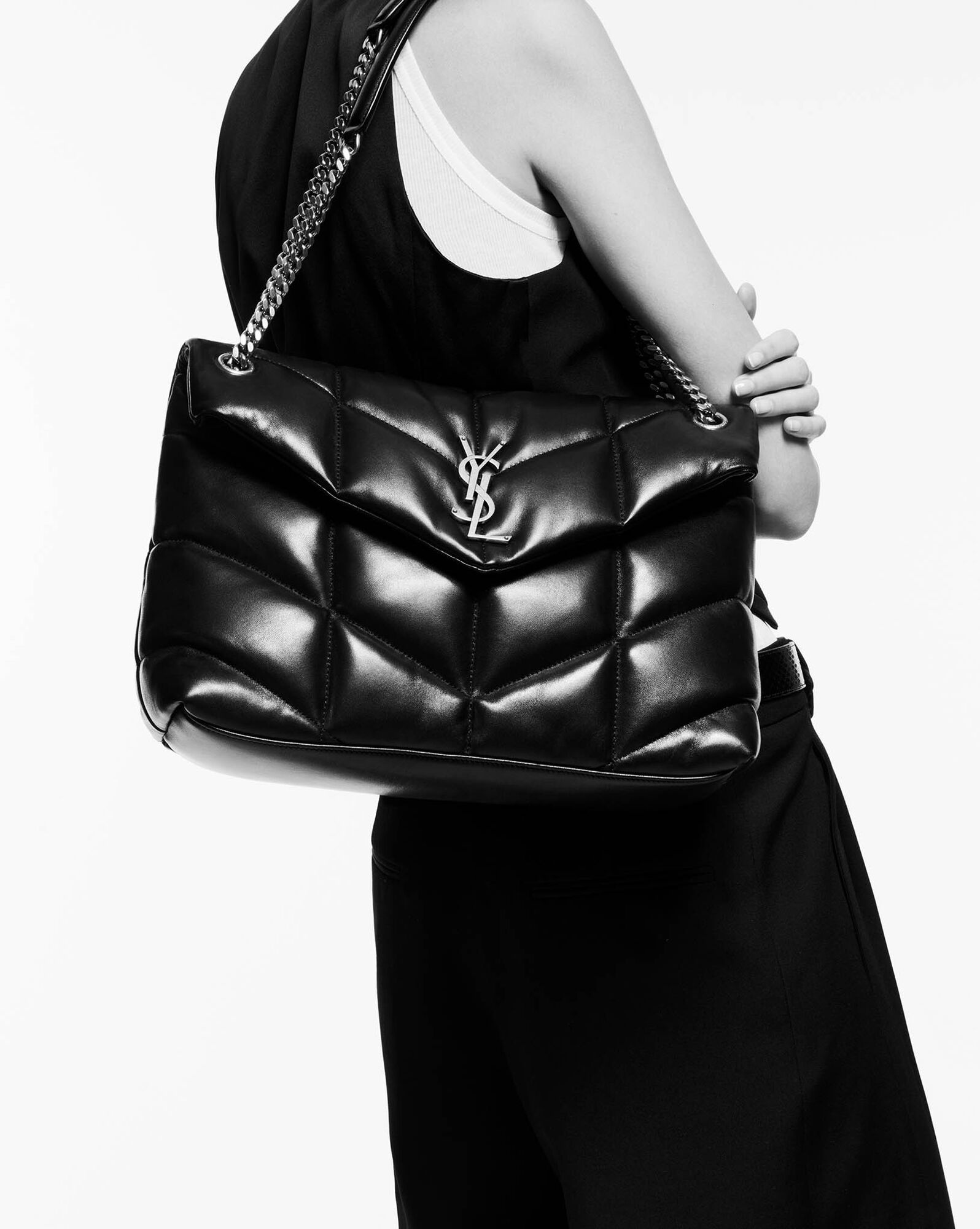 Saint Laurent Lambskin Monogram Puffer LouLou Toy Shoulder Bag