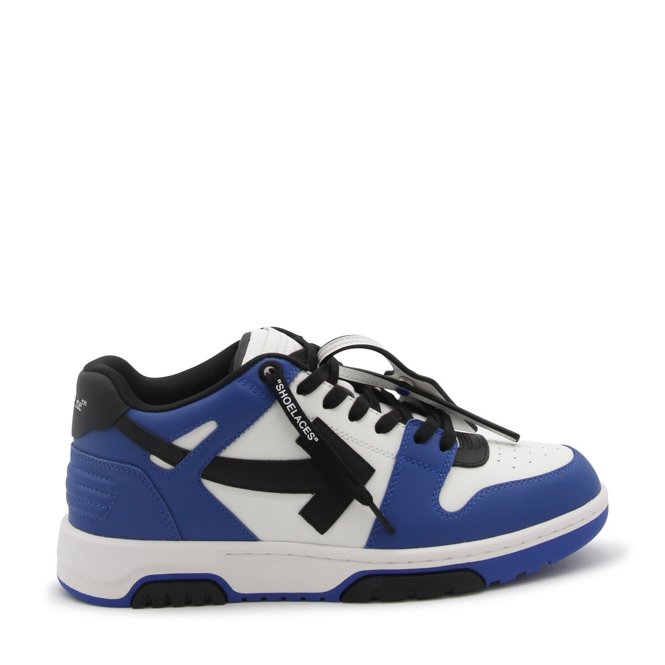 black white and blue leather out of office sneakers - 1